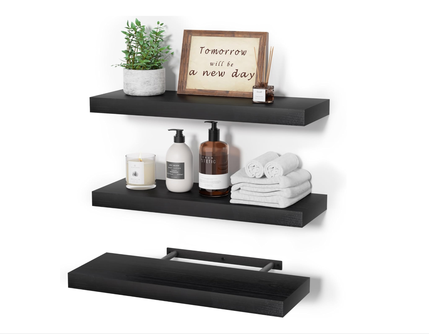New Pack of Three, 16" Shelves (Black)