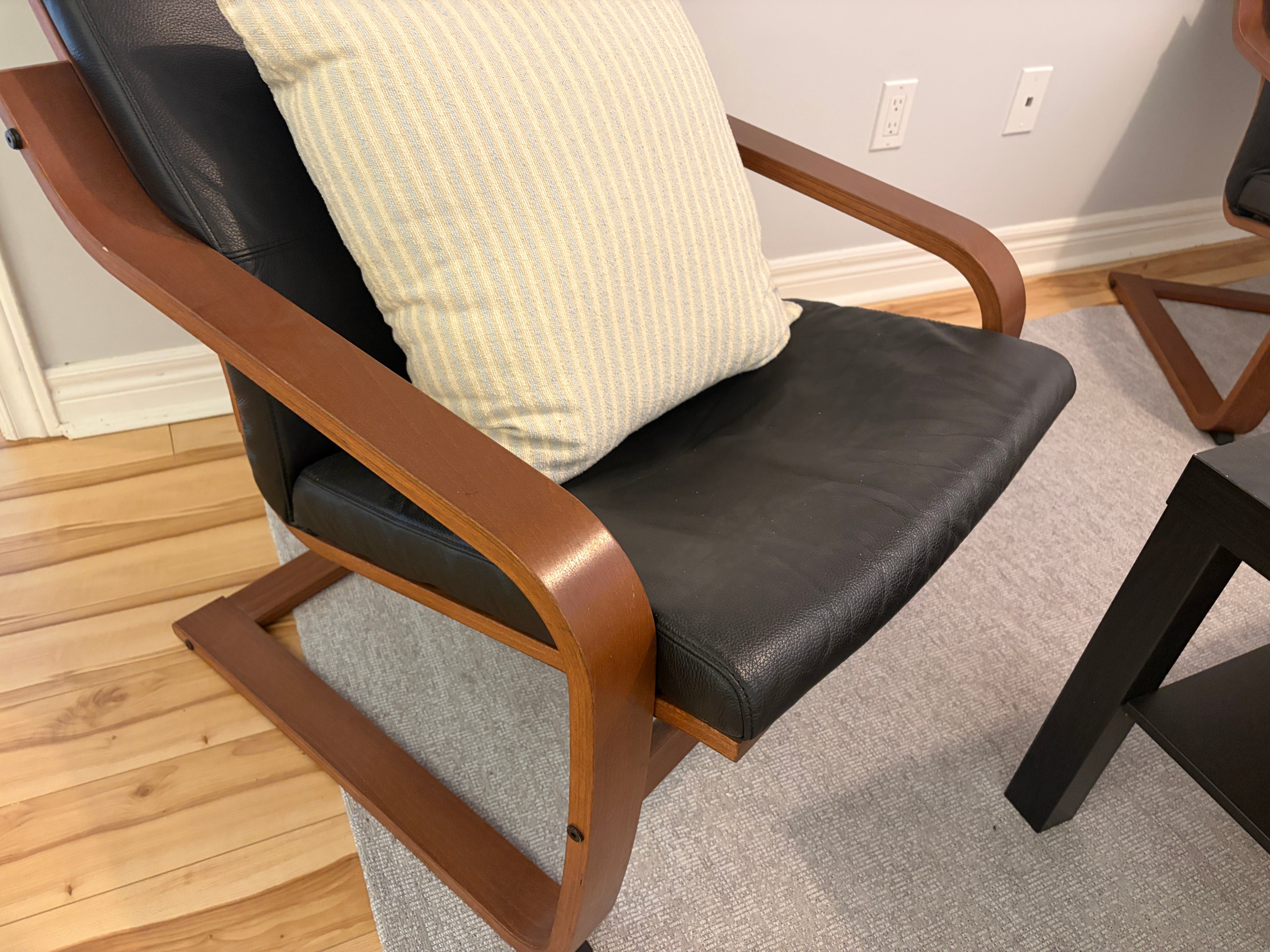 Ikea POANG Armchair with Black Leather - photo 3