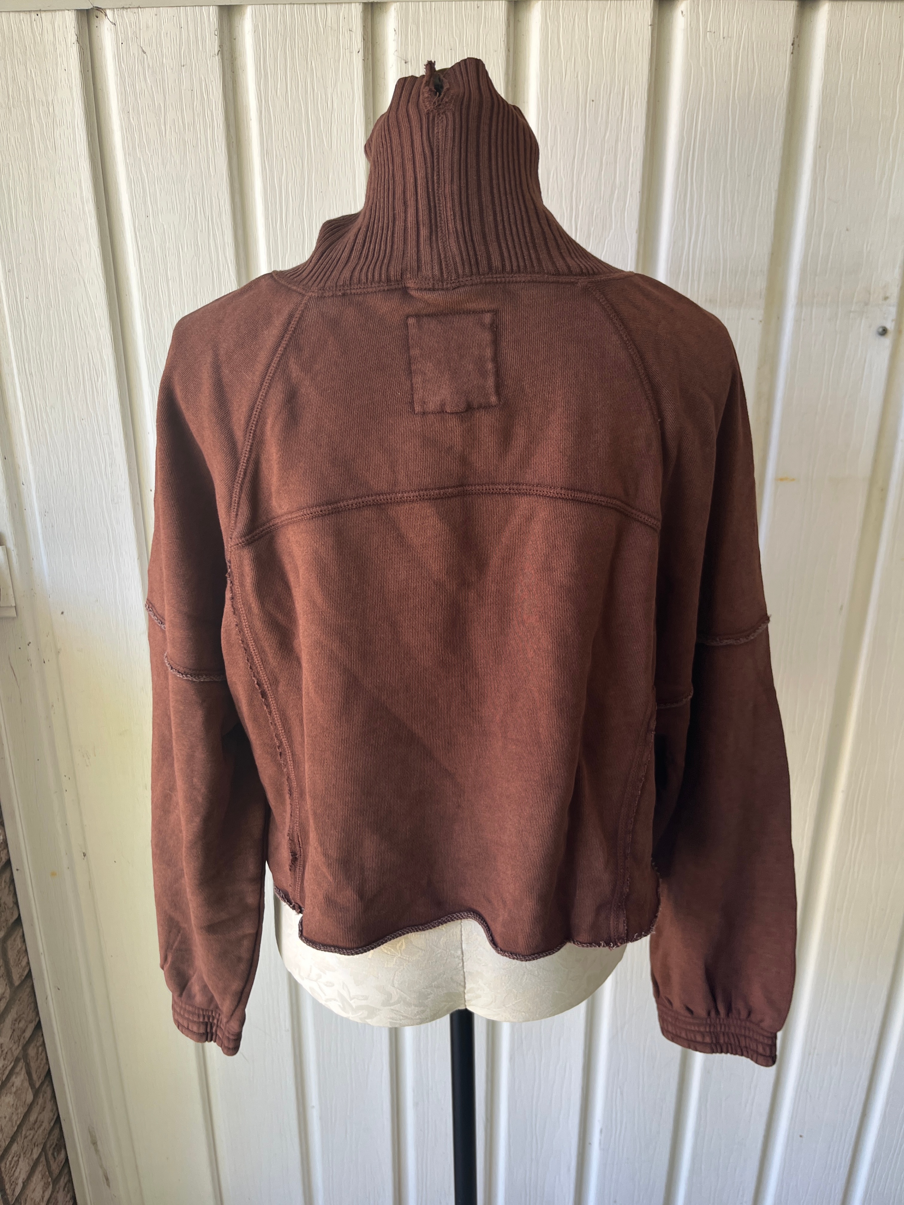 Aerie Brown Mock Neck Cropped Sweatshirt - photo 2