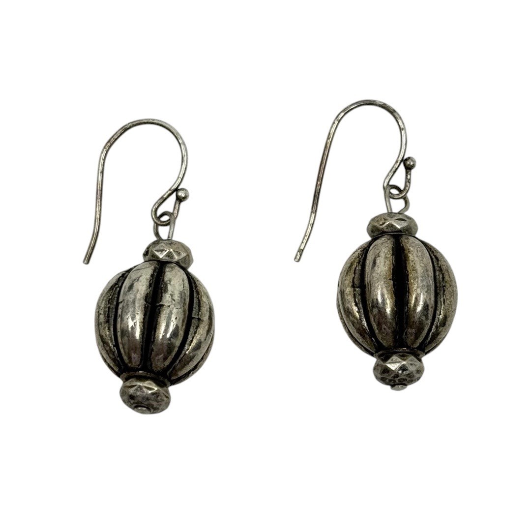 Hand Made sterling silver melon bead drop earrings - GM318 - photo 3