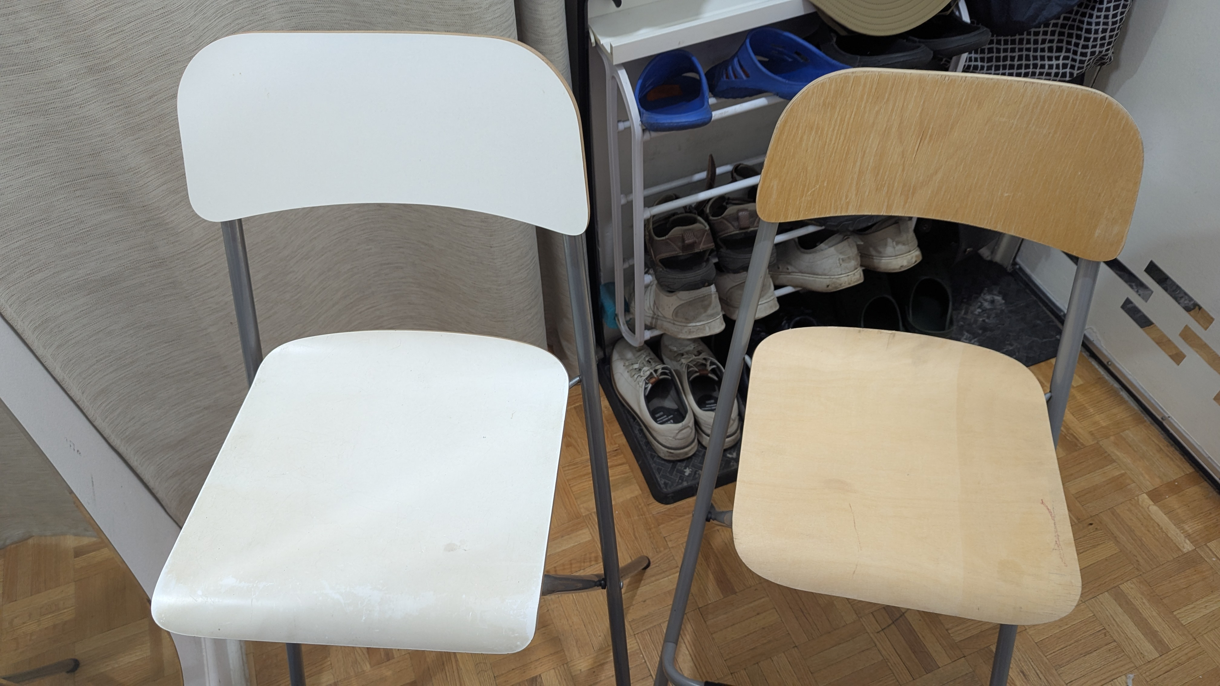 Bar Stool with backrest, foldable, counter height Portable Chair - photo 2
