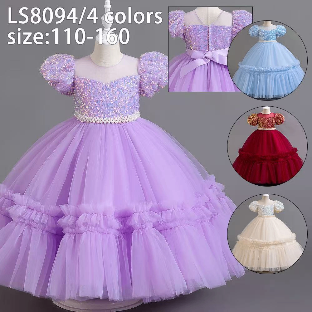 Girls Sparkly Sequin Tulle Dress :LS8094