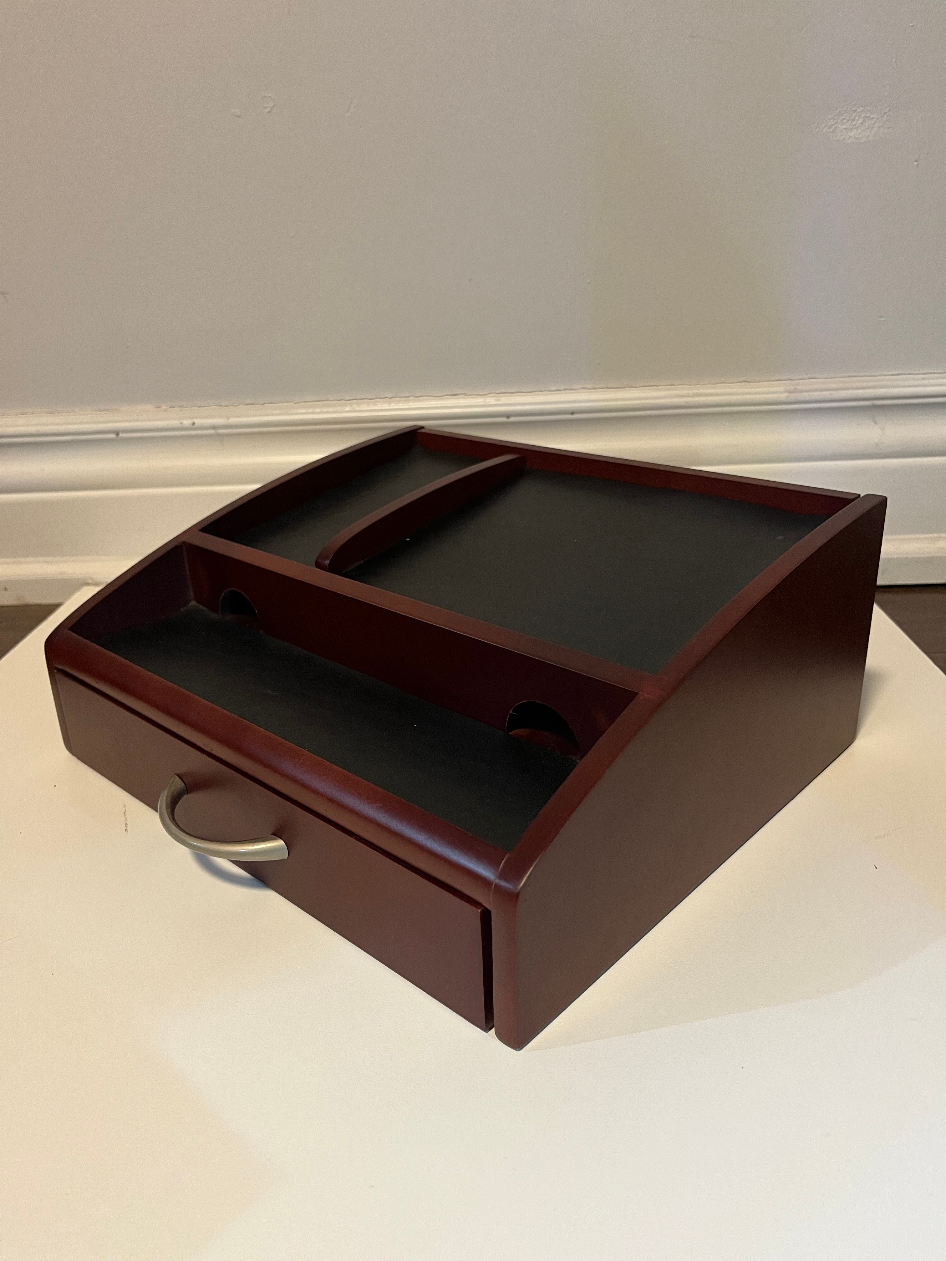 Wood Desk Organizer with Drawer & Storage Compartments
