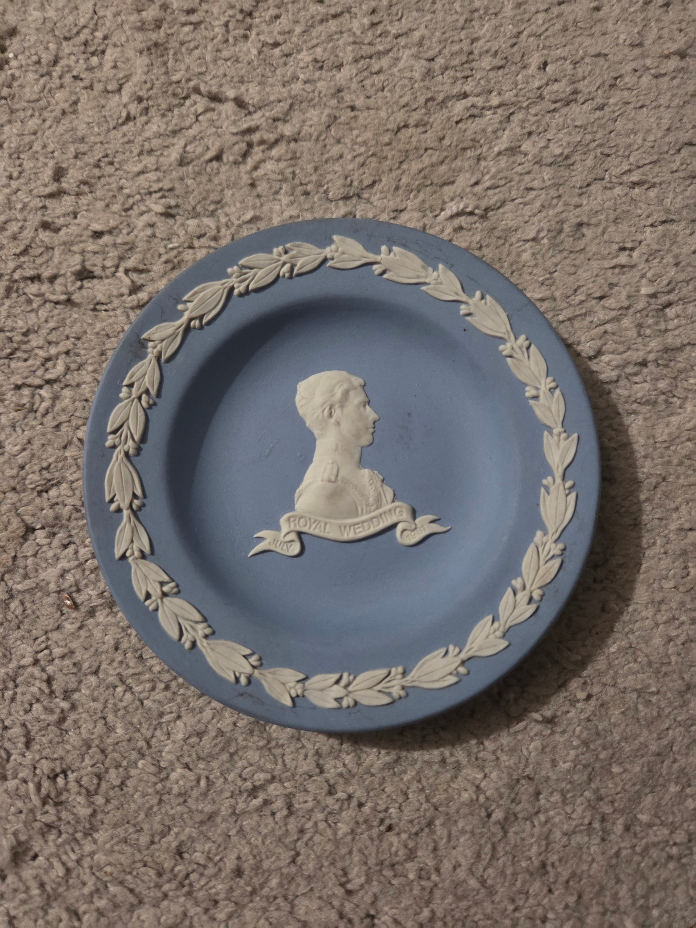 1981 Wedgwood Blue Jasperware Royal Wedding Mini Plate / Dish