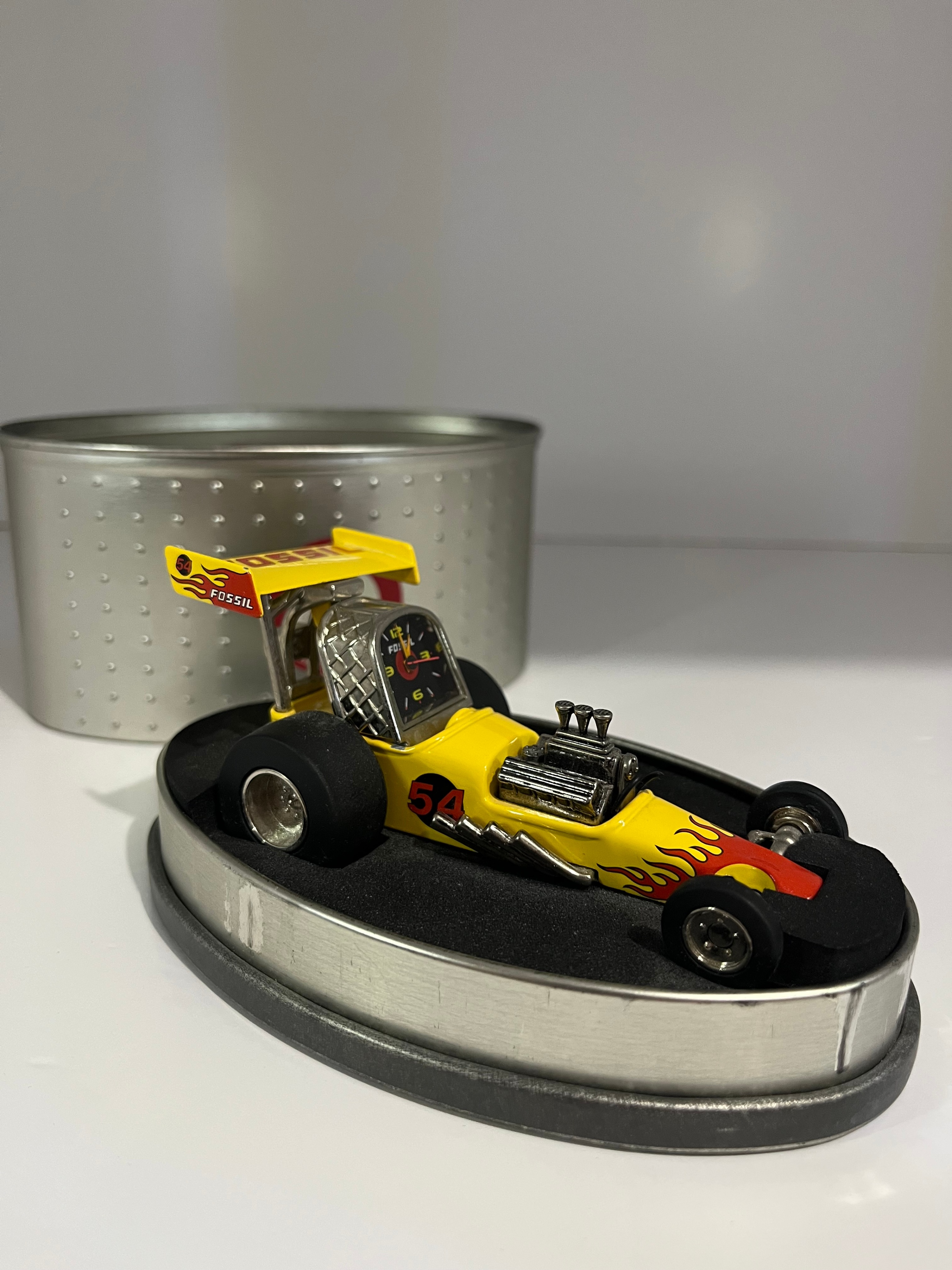 Fossil Hot Rod Race Car Desk Clock with Tin Display Case - photo 2