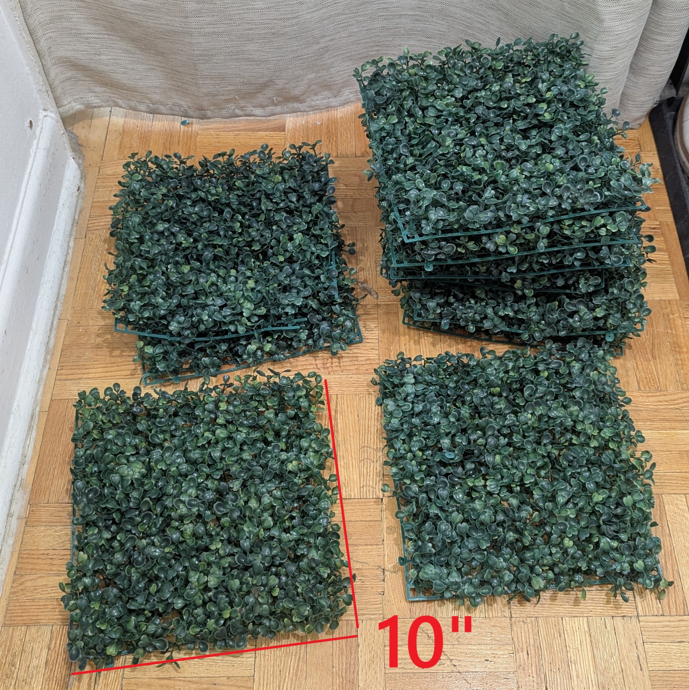Used Artificial Grass Squares Mat Turf Patch Tiles Faux Rug x10