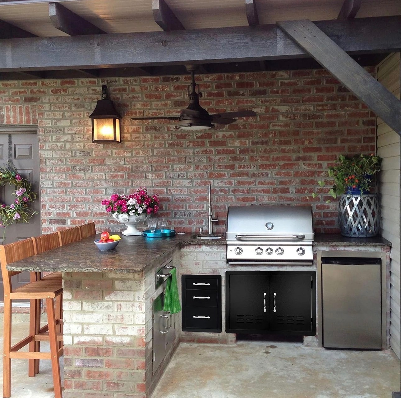 Outdoor Kitchen Drawers 14.8x21.4x23.3" Triple BBQ Storage Drawe - photo 2