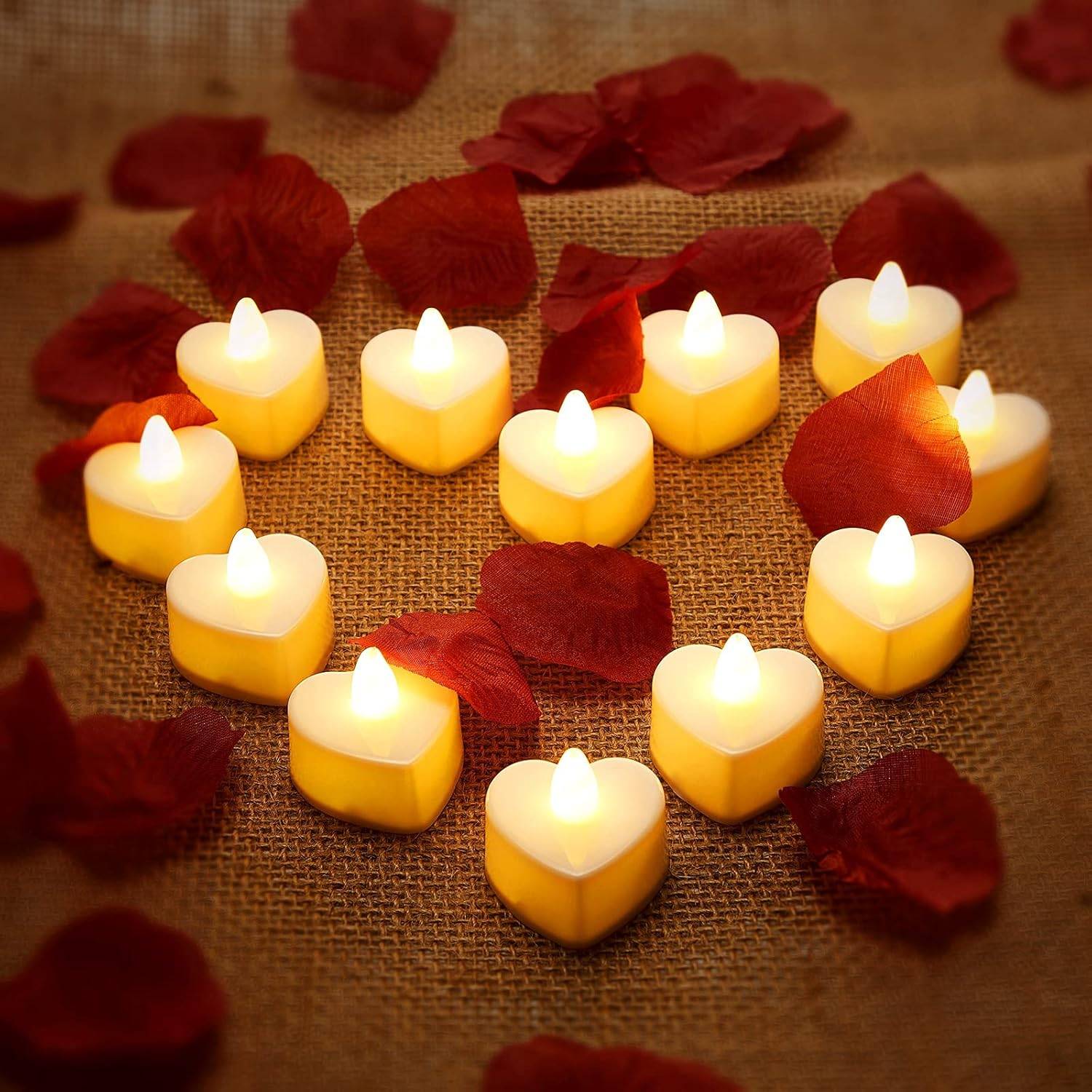 Heart Shaped LED Tealight Candles (12 Pack)
