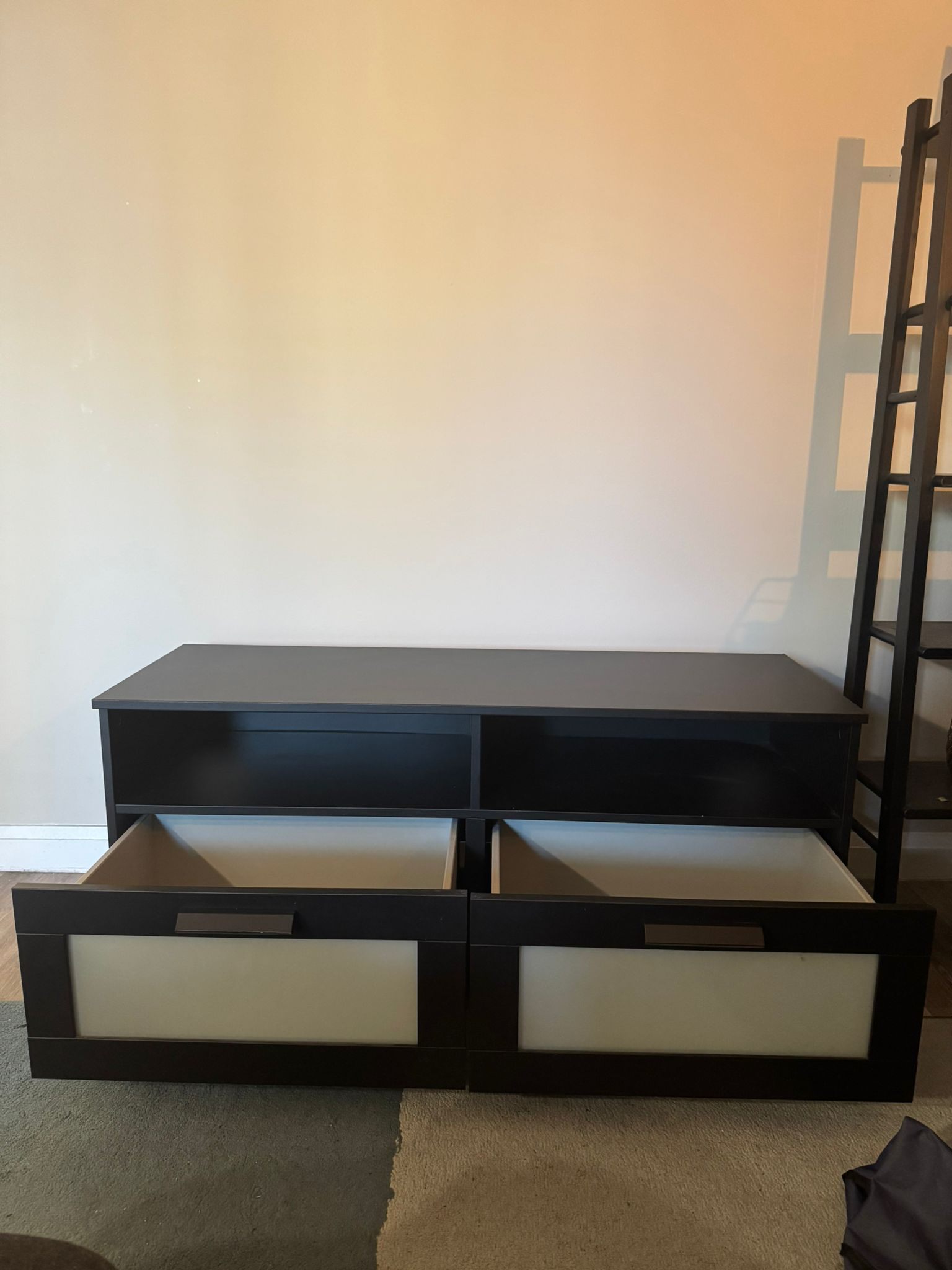 IKEA TV Stand / Media Console – Black-Brown – 2 Drawers