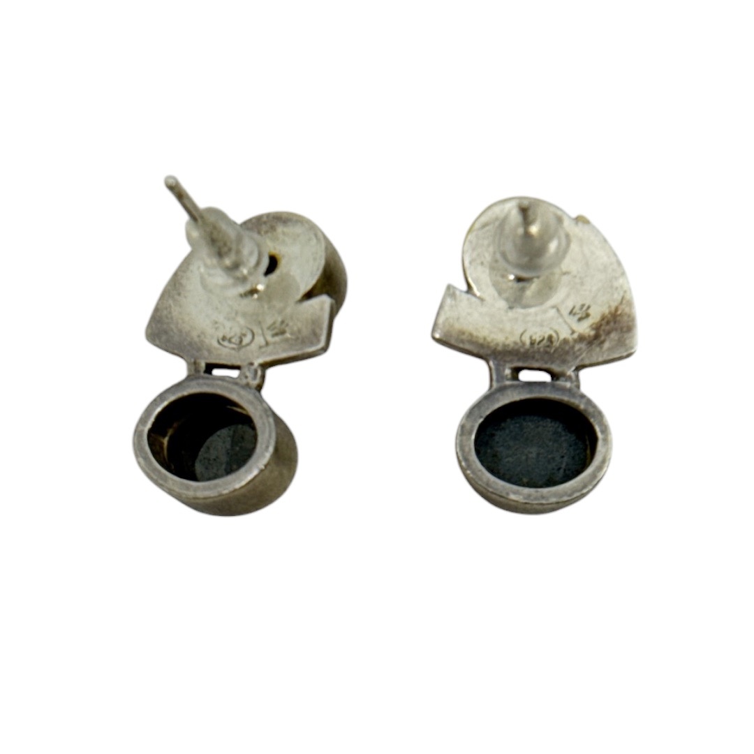 Modernist Sterling silver pearl & hematite earrings - GM337 - photo 3