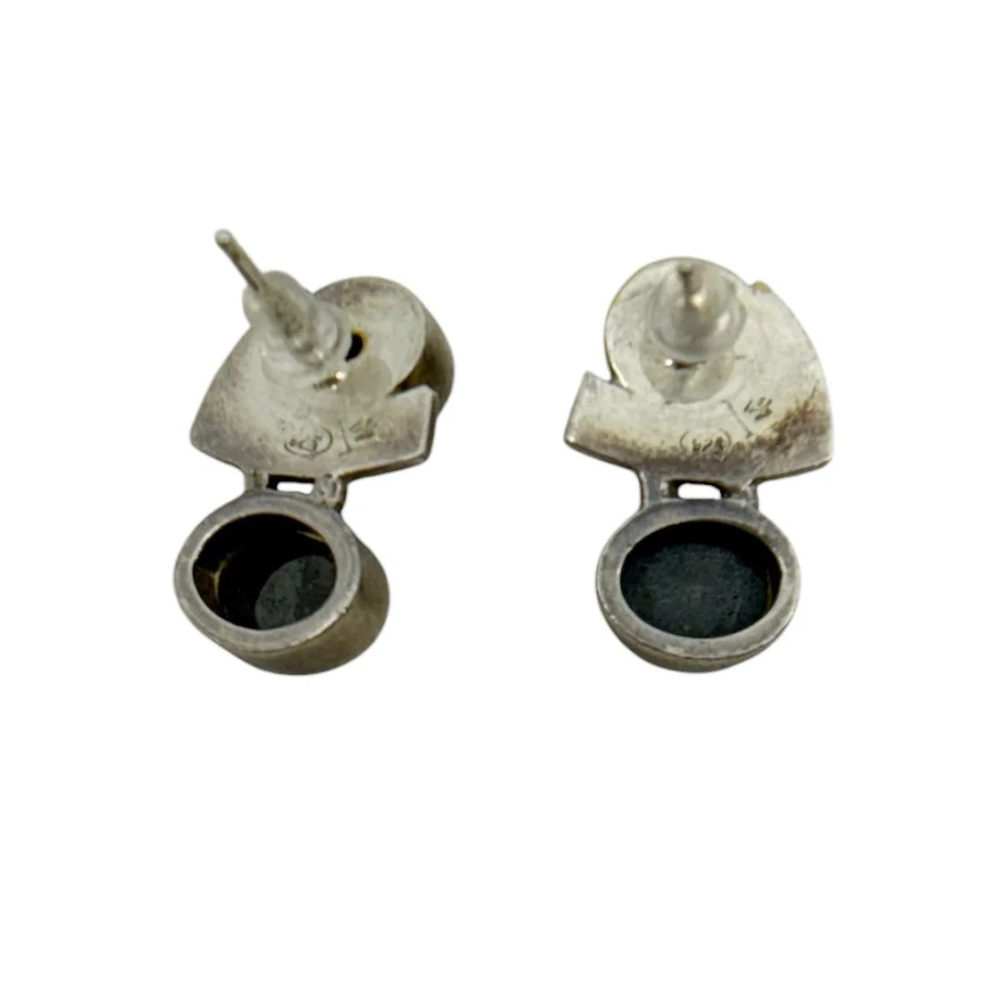 Modernist Sterling silver pearl & hematite earrings - GM337 - photo 3