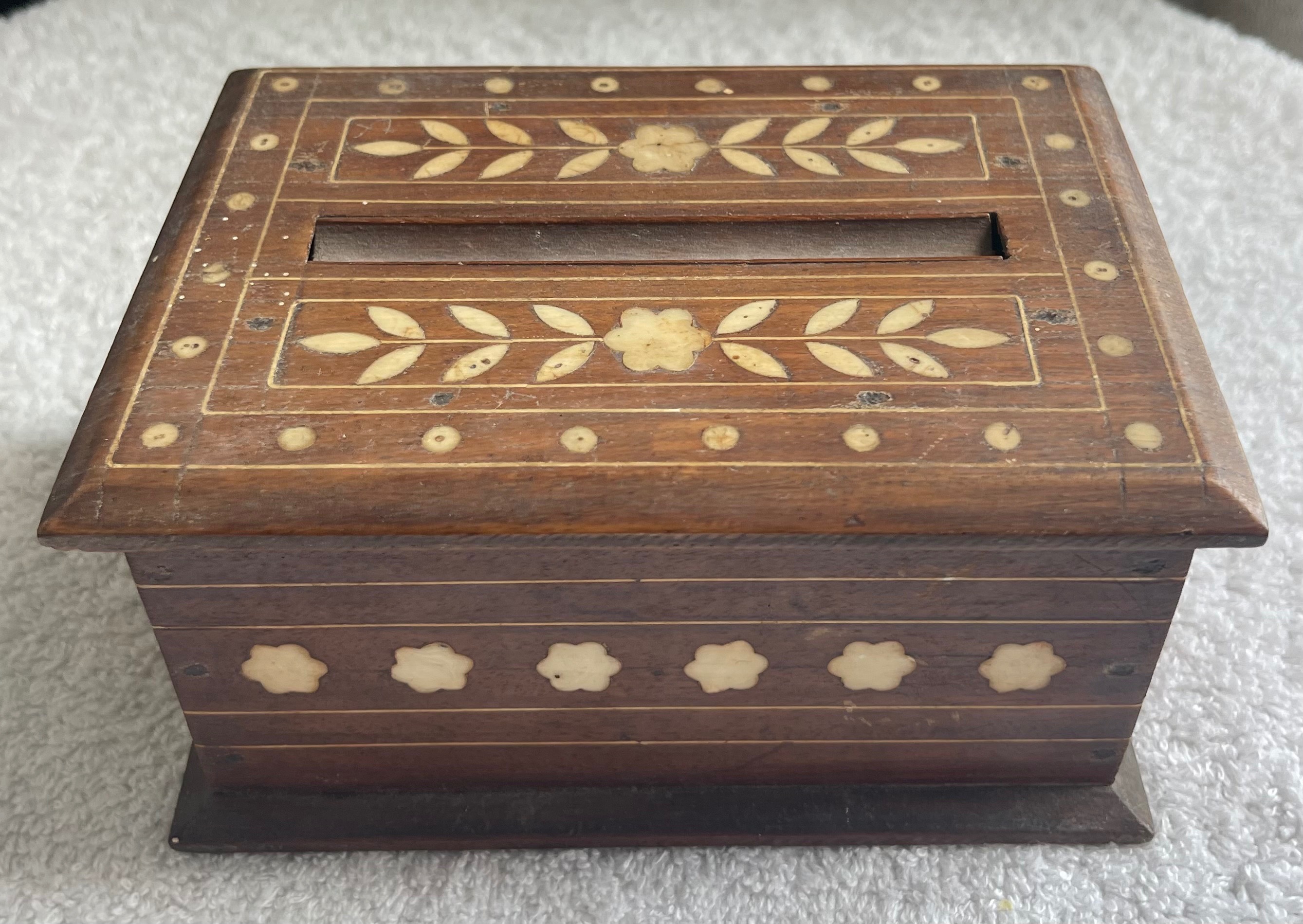 Vintage Wood Inlay Mechanical Dispenser Box (Working) - photo 2