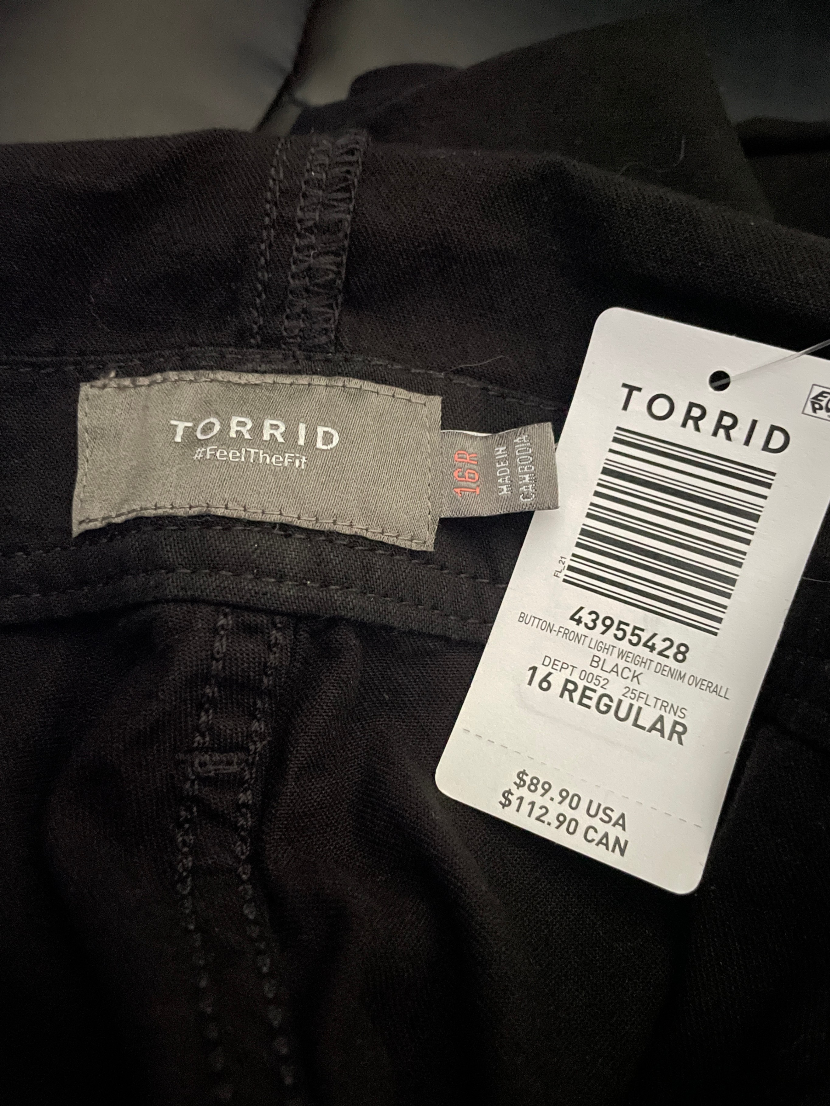 NEW - Torrid Women's Black Lightweight Denim Overalls - photo 3