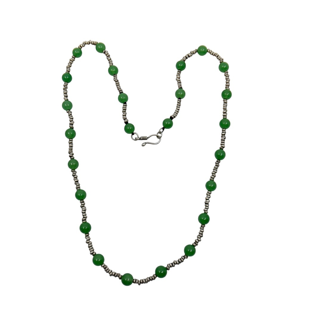 Hand Made Sterling silver 8mm chrysoprase necklace - GM340 - photo 5