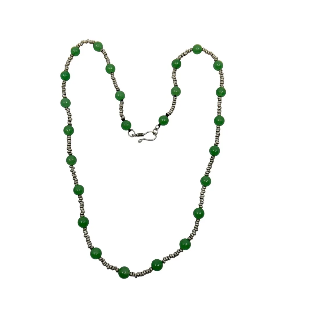 Hand Made Sterling silver 8mm chrysoprase necklace - GM340 - photo 5