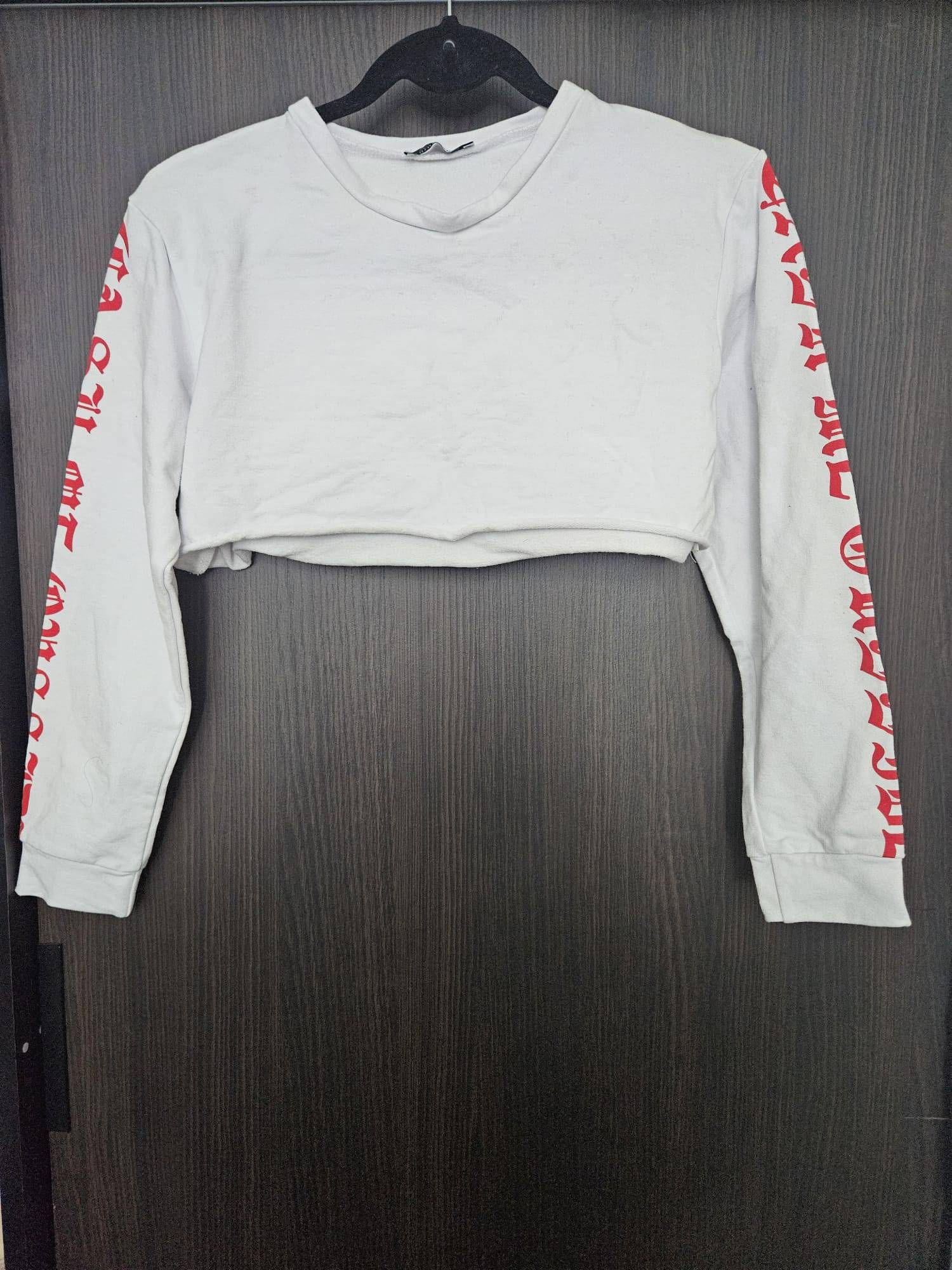 White Cropped Long Sleeve Top