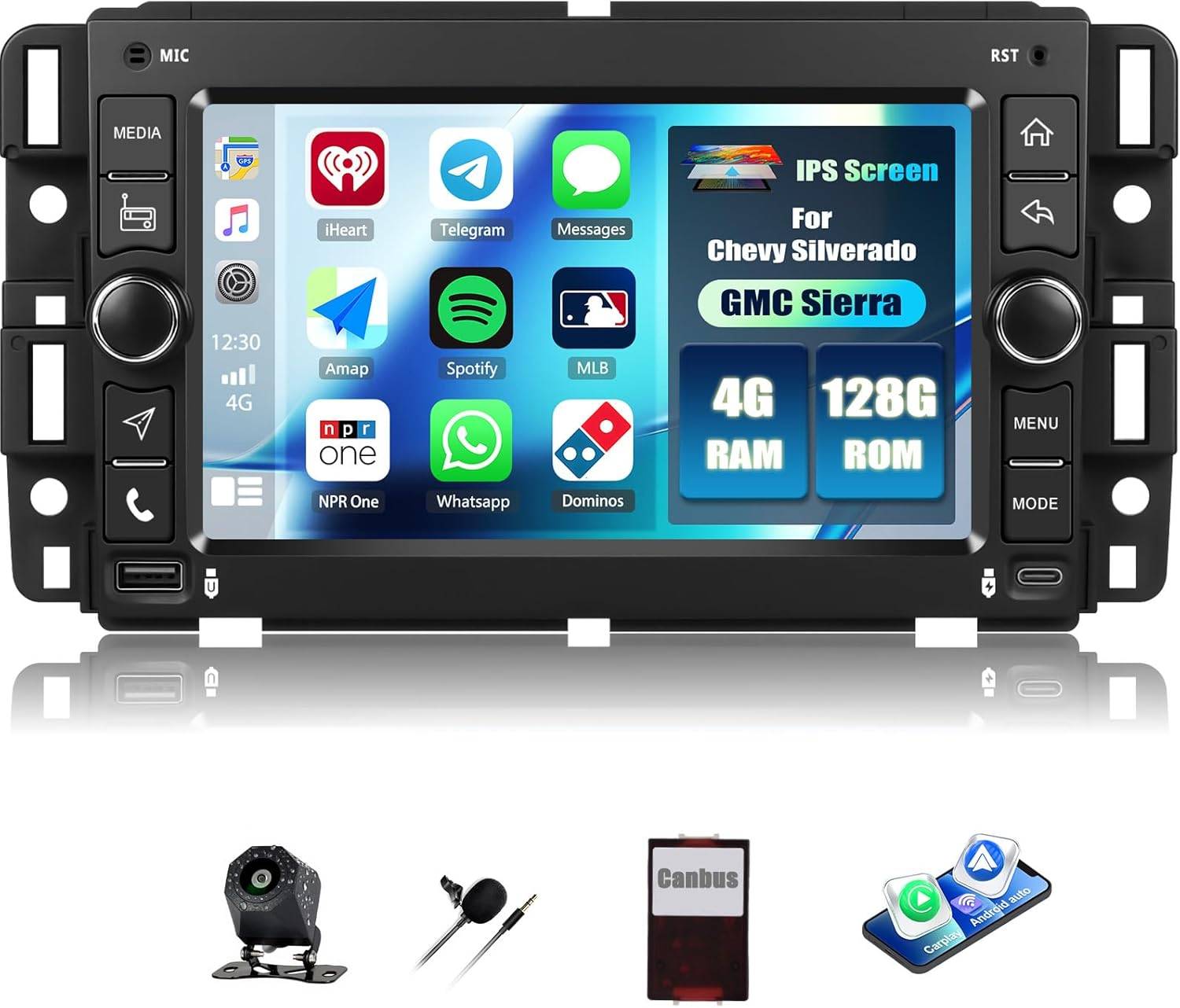 4G+128G Android 15 Car Stereo for GMC Sierra/Chevrolet Chevy