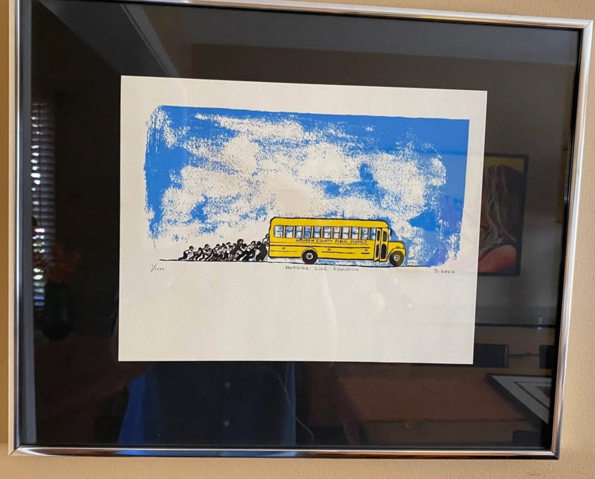 Art Numbered & Signed Lithograph Yellow Schoolbus