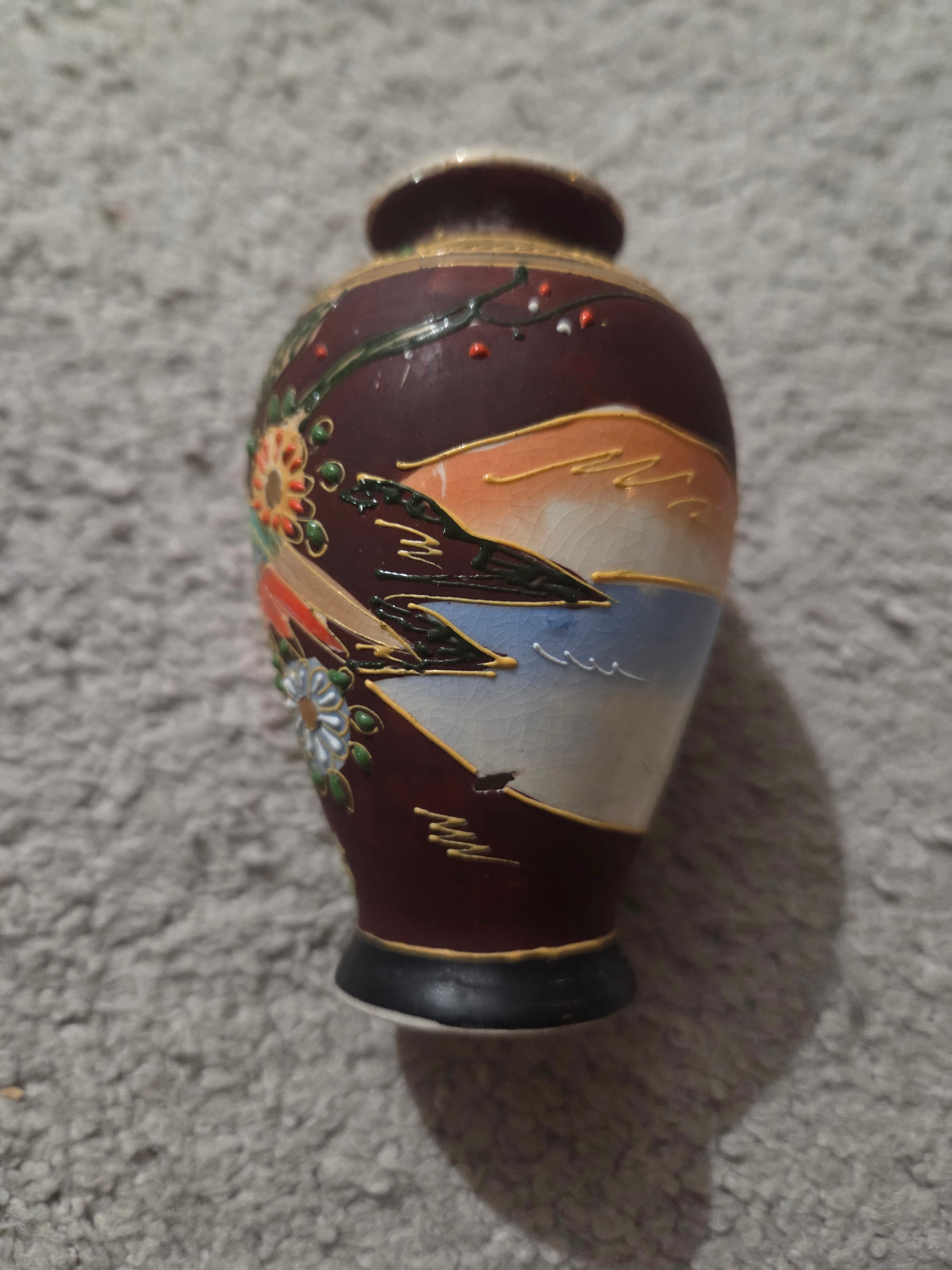 Mini Vintage Japanese Satsuma Style 5" Bud Vase (Small Chip) - photo 4