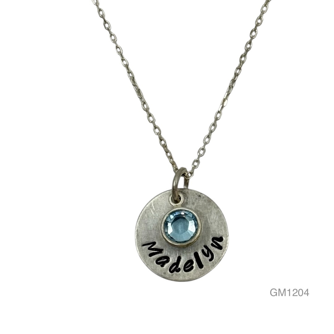Hand Made sterling silver blue topaz Madelyn necklace - GM1204