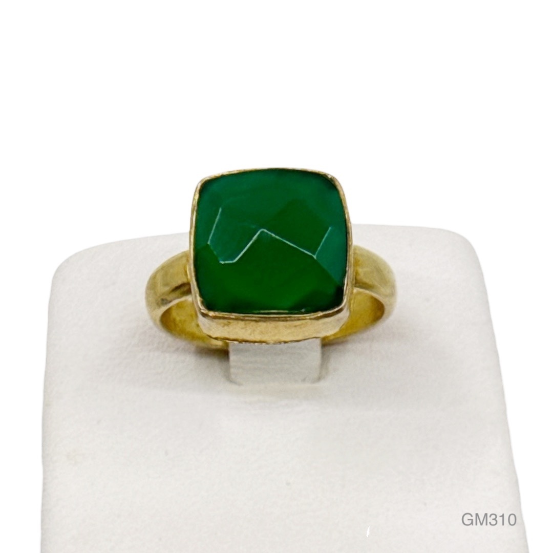 Gold vermeil sterling silver chrysoprase ring - GM310