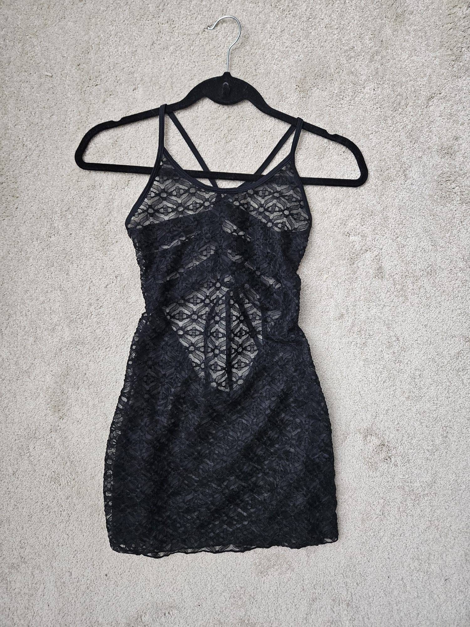 Black Lace Cutout Crisscross Strappy Mini Dress