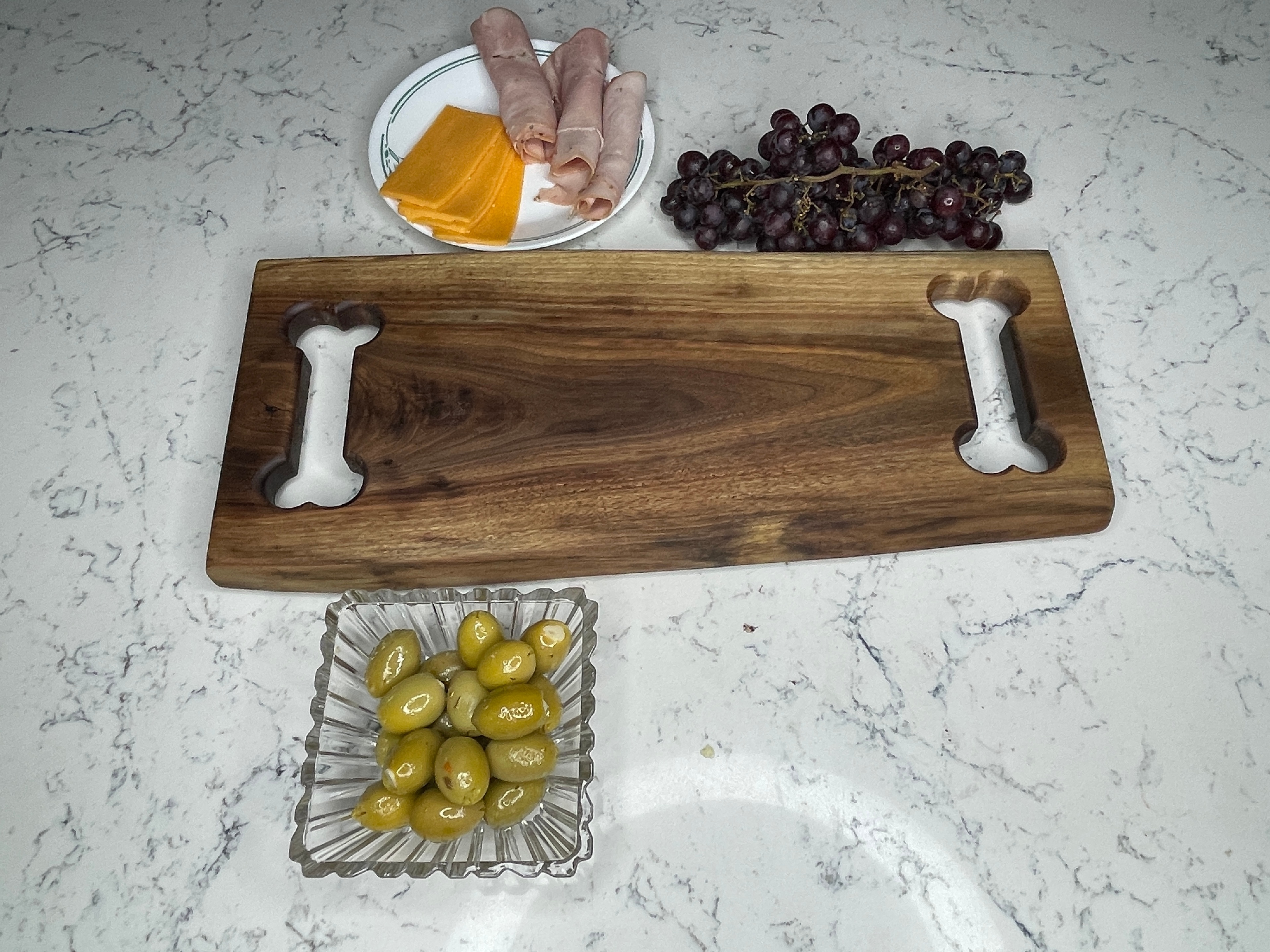 Dog Bone Live Edge Black Walnut Charcuterie Board #12