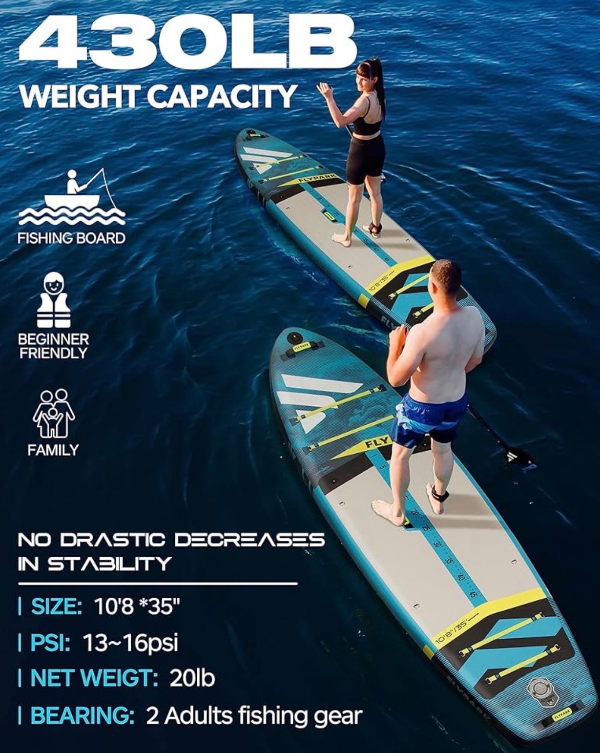 Paddle Board 10'8/11'x35'' Extra Wide Paddleboard Camera Mount