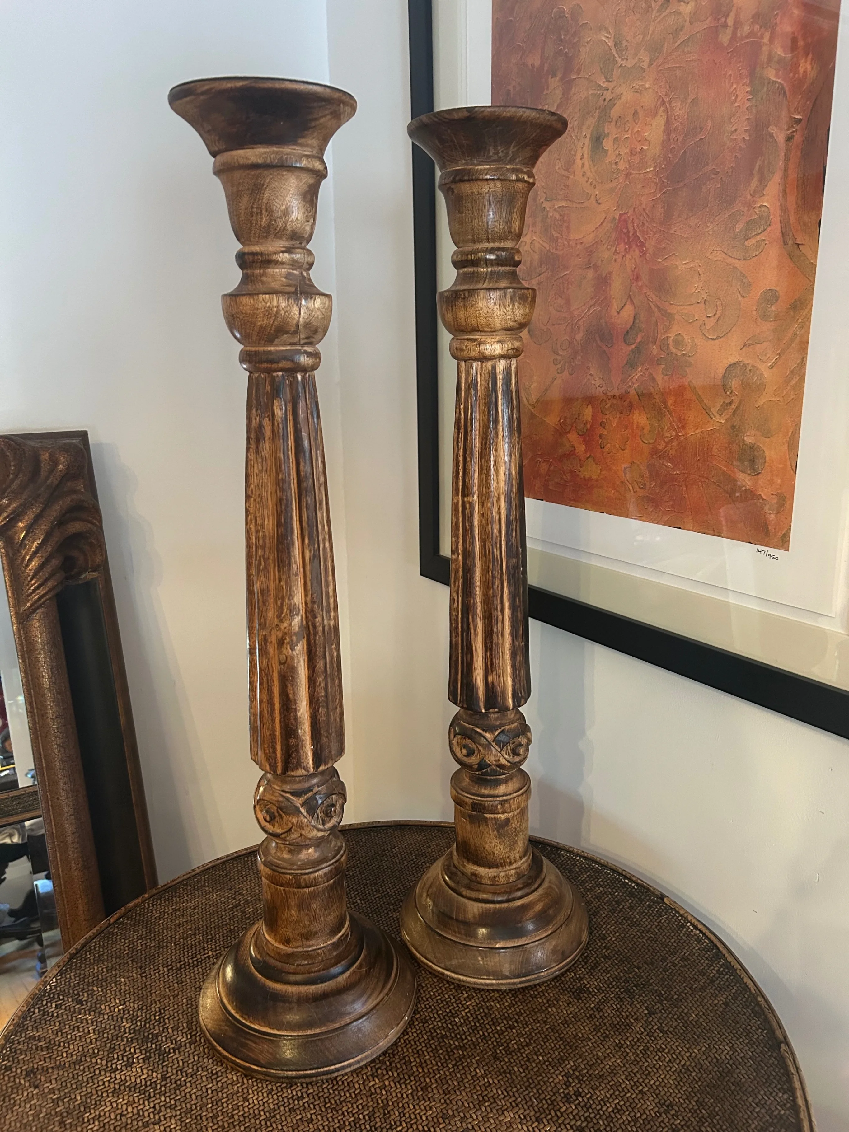 Brown Wooden Candle Holders - photo 2