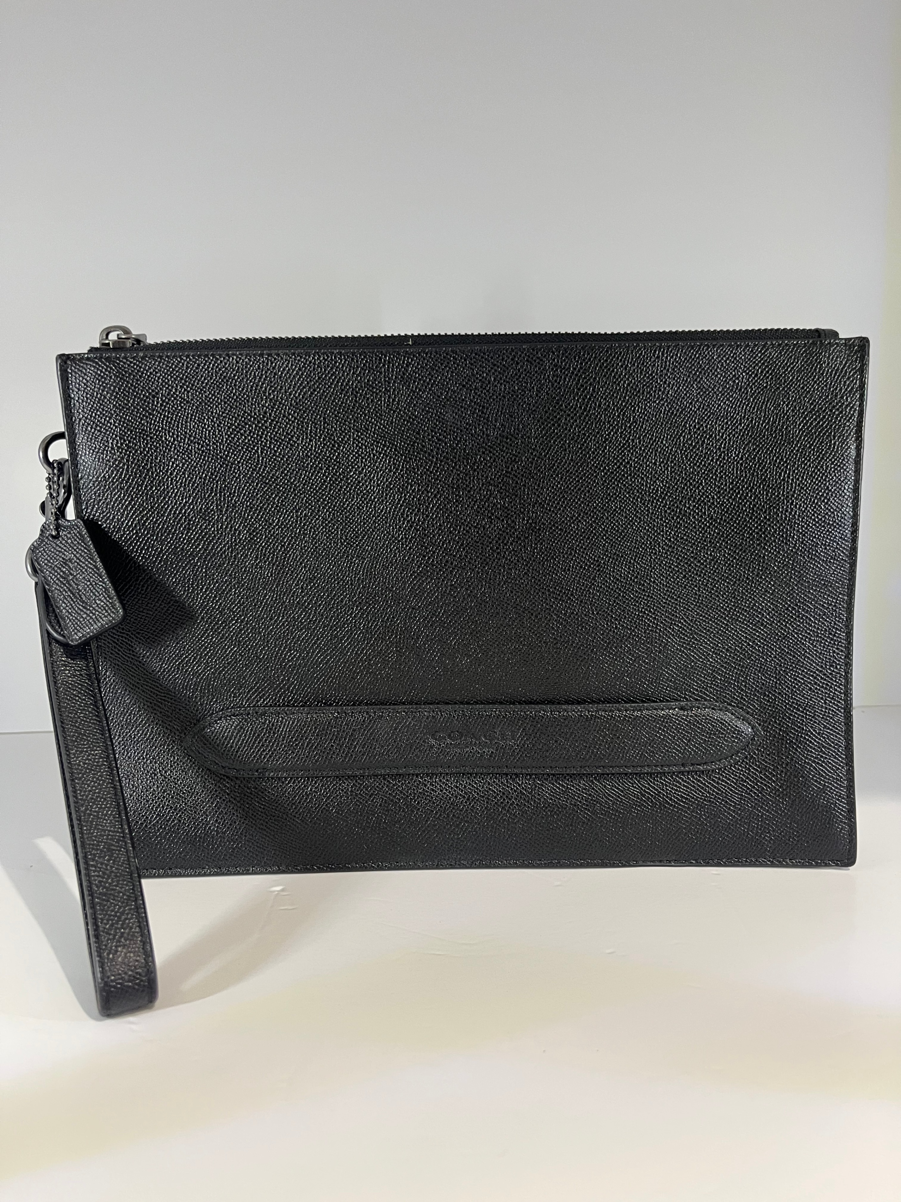 Authentic Coach Crossgrain Leather Wristlet Pouch - New