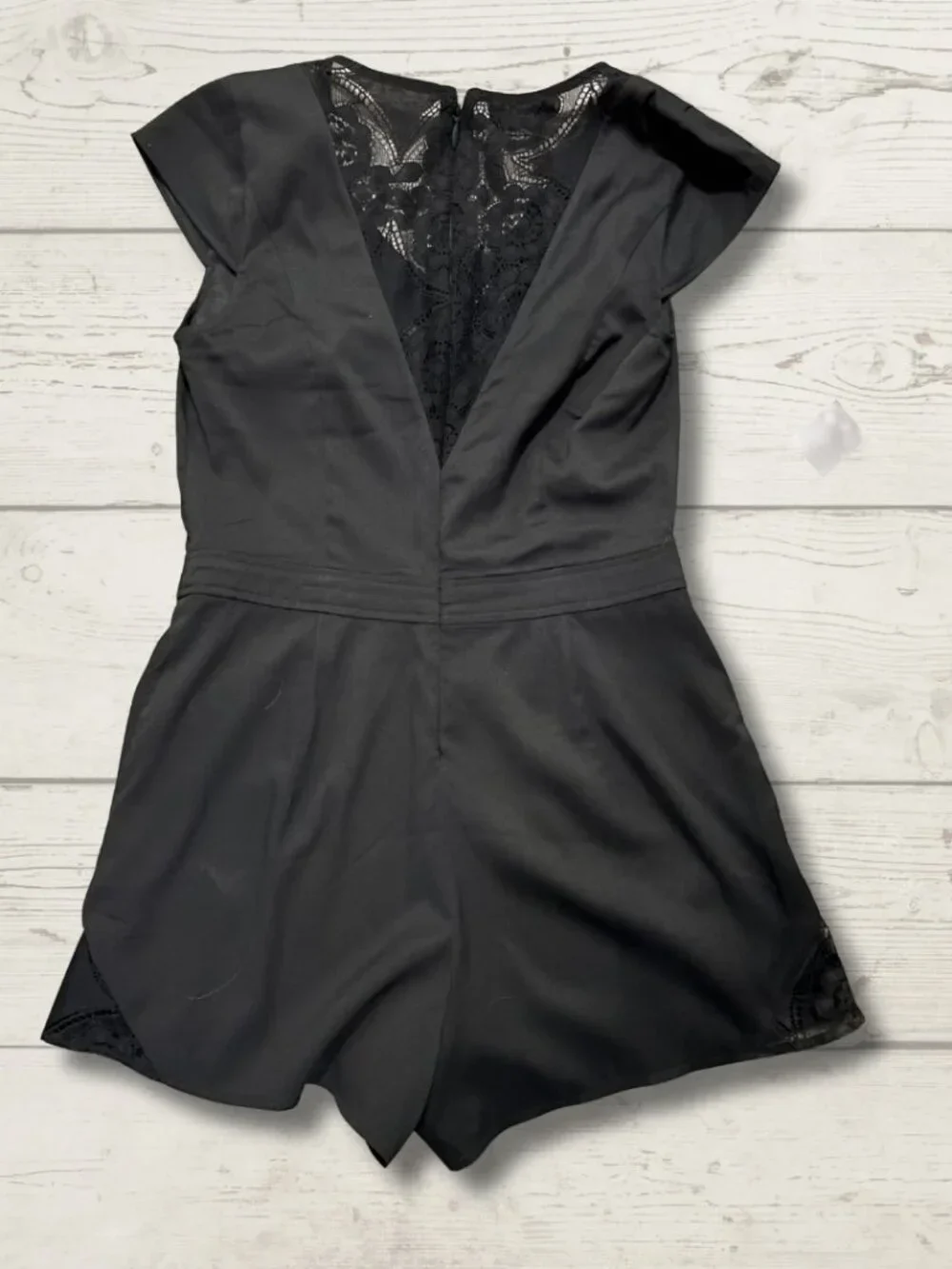 Bebe Black Lace Trim Romper – Size Small - photo 4