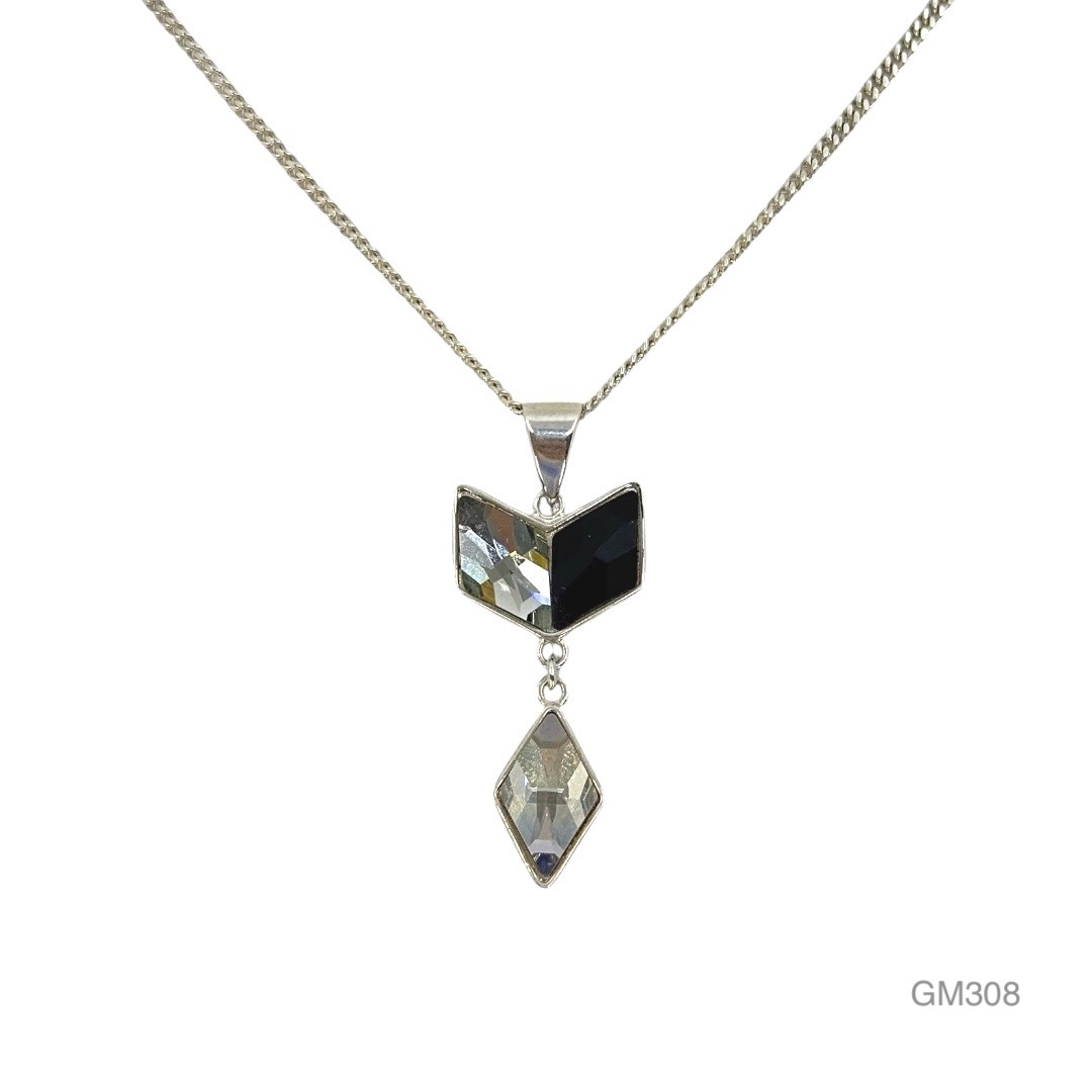 swarovski elements crystal lized silver tone necklace - GM308