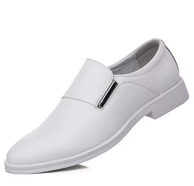 Men's White Leather Slip-On Dress Shoes - photo 3