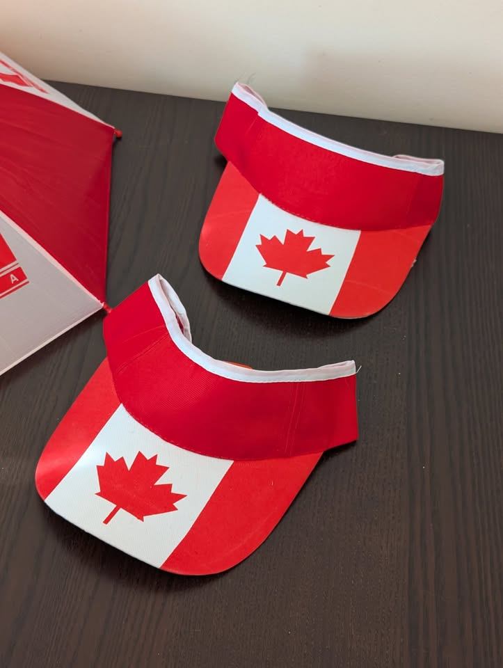 Canada Day visors and flip flops - see both pictures