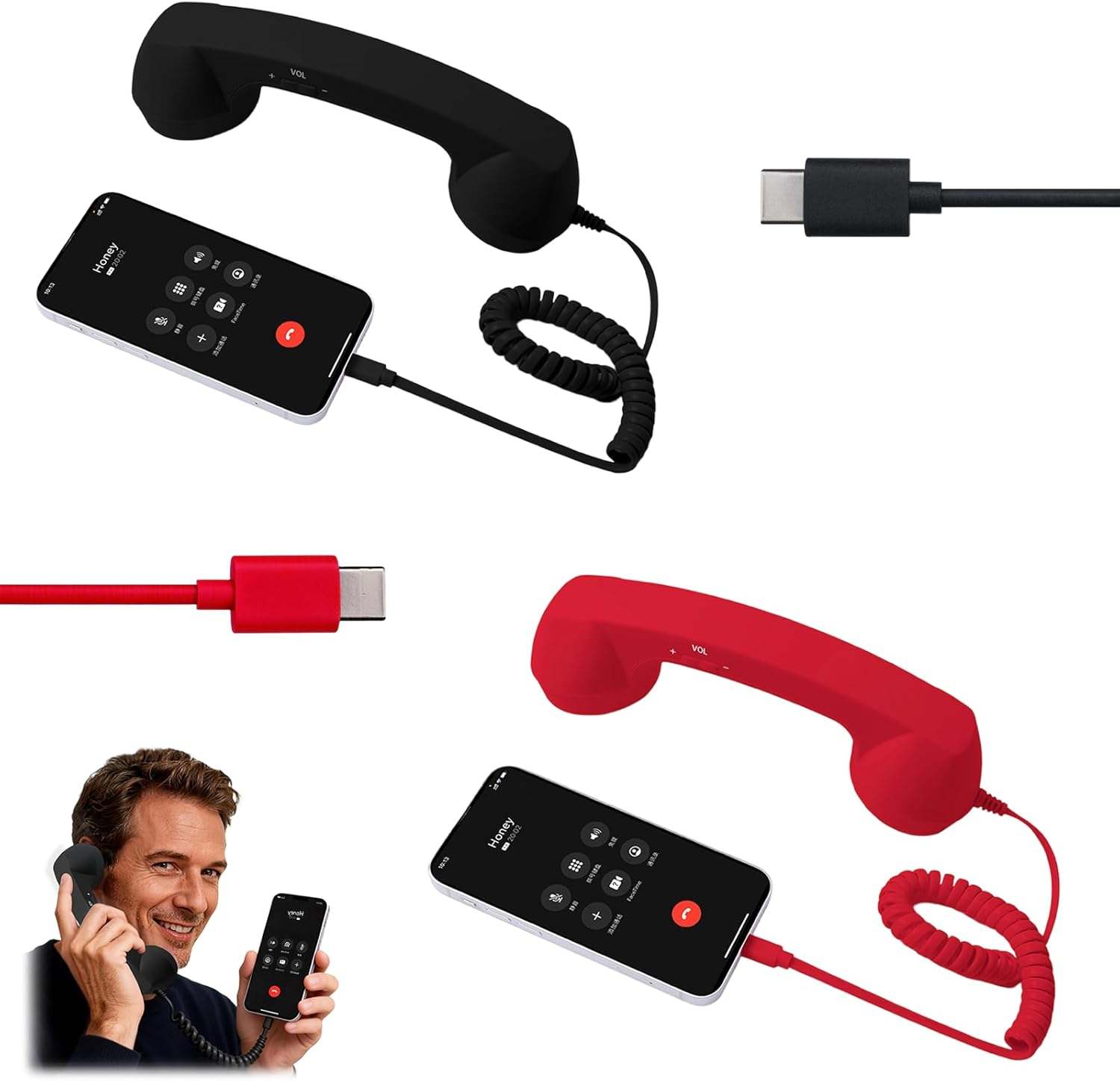 Retro Phone Handset Receiver for Type-C Devices