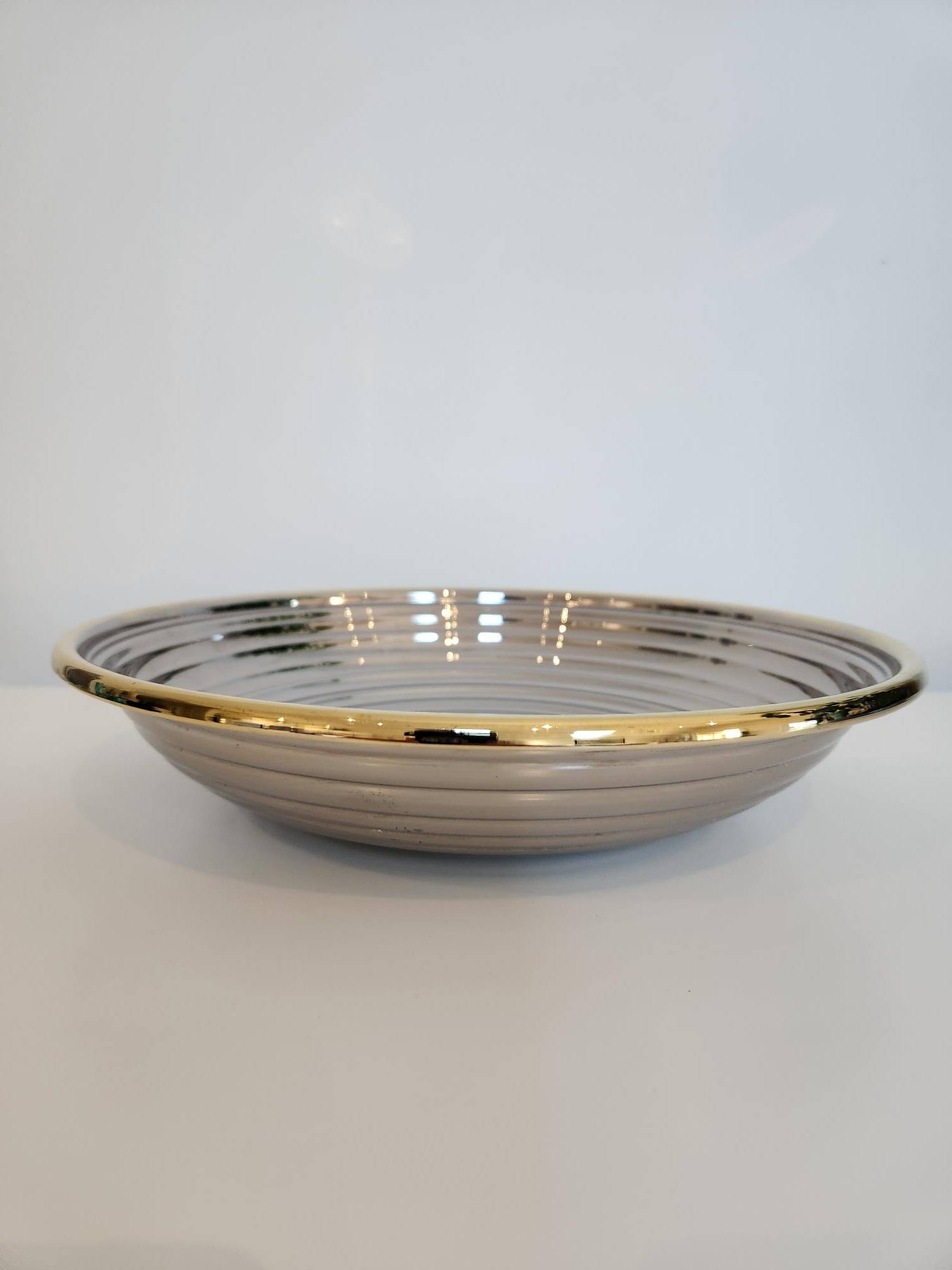 Italian Centerpiece Bowl Gold Painted & 24 Karat Rim