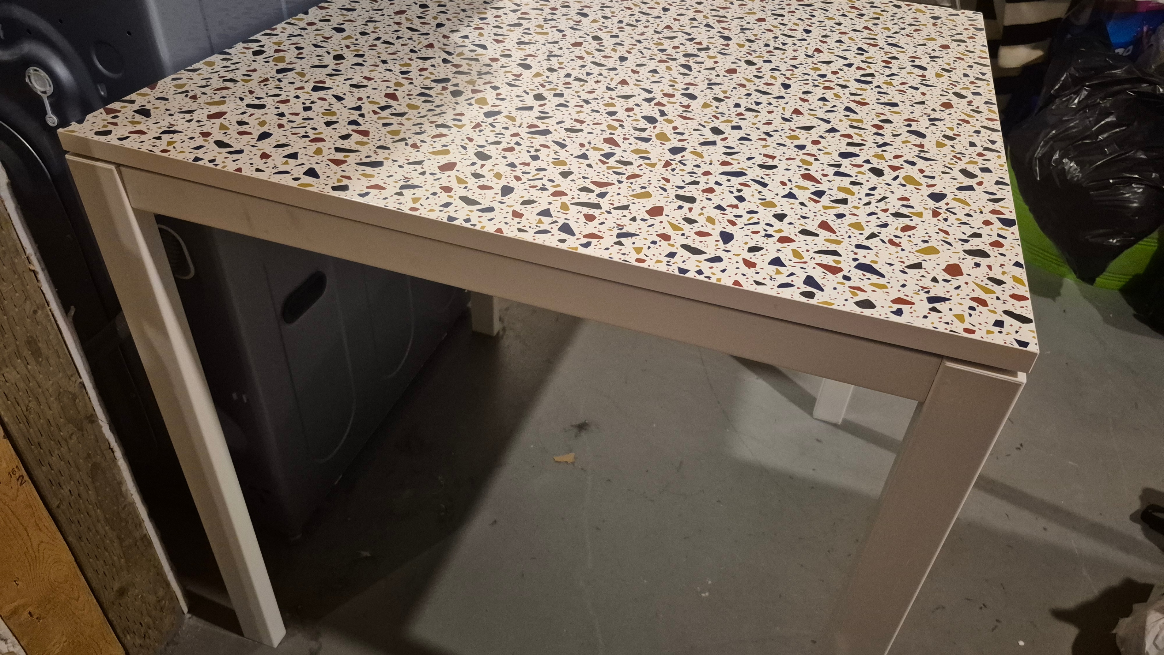 IKEA White Table with Terrazzo Top