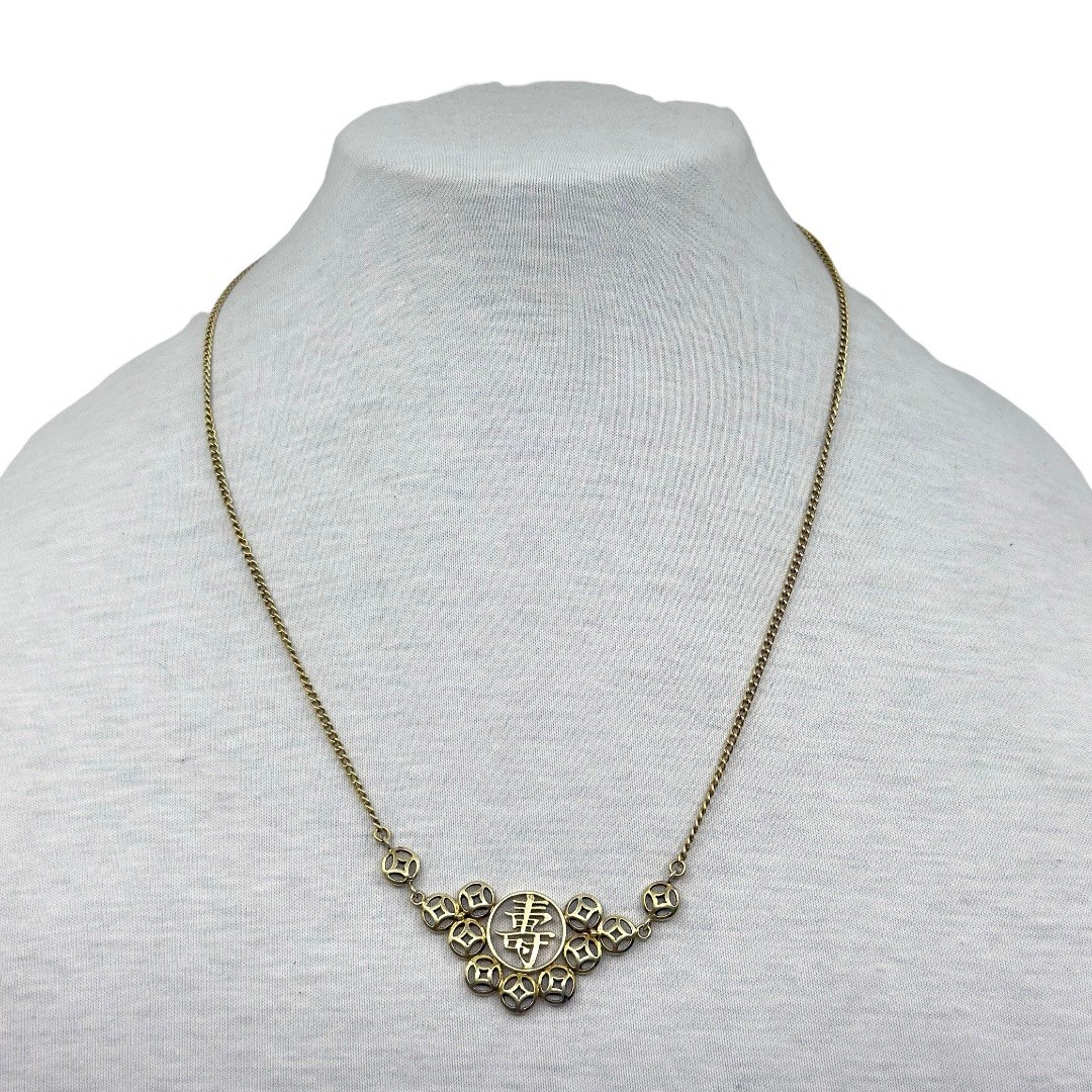 Vintage gold over sterling silver asian necklace - GM312 - photo 2