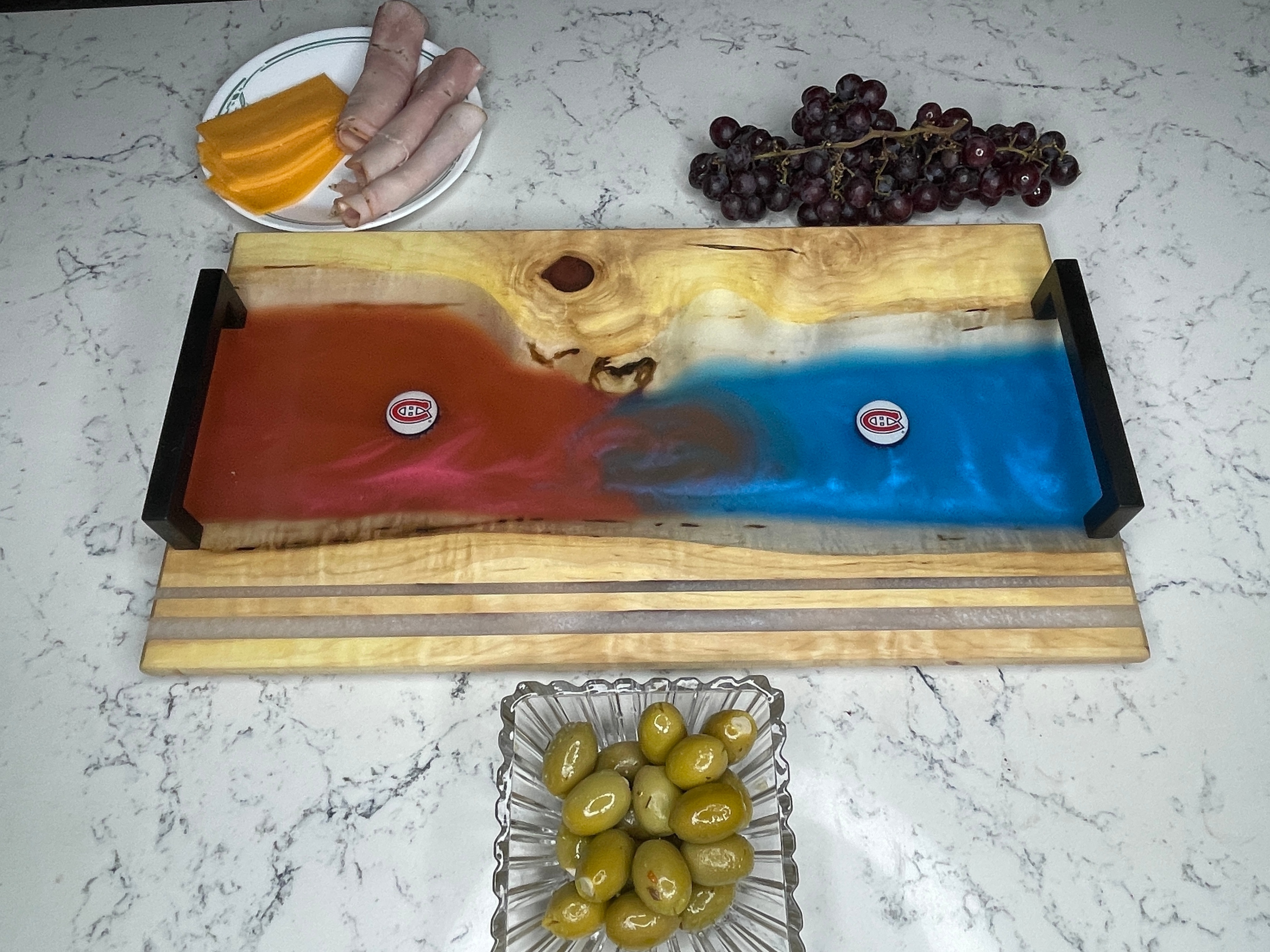 Montreal Canadiens Beer Cap Live Edge Charcuterie Board w/ Epoxy
