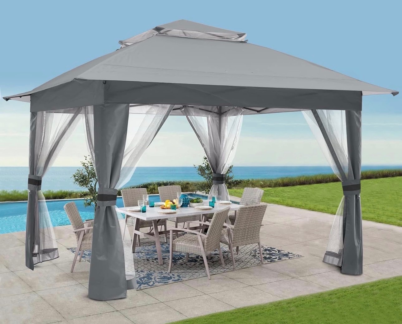 NEW: Pop Up Canopy 13x13ft Instant Folding Shelter Netting Walls