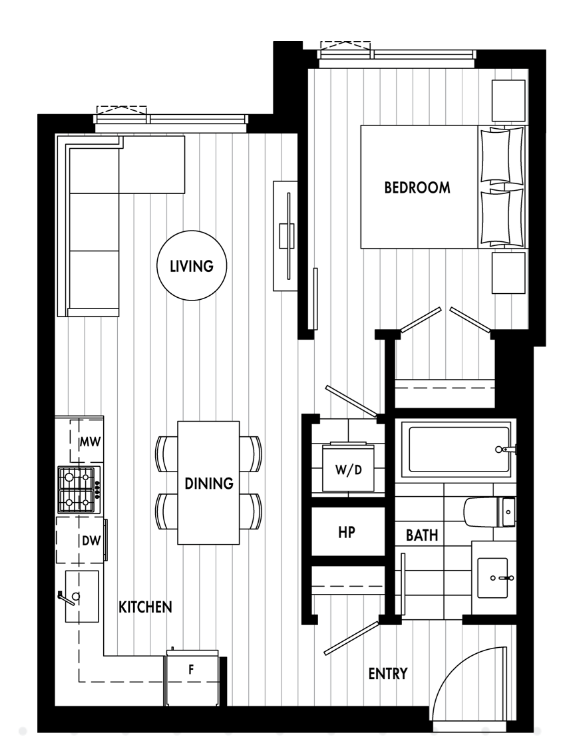 1 Bed 1 Bath + Storage & Parking Available Immediately