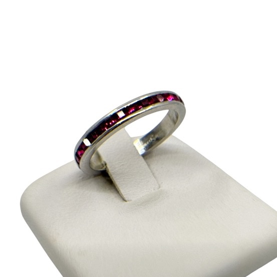 vintage sterling silver ruby rhinestone band ring - GM315 - photo 3