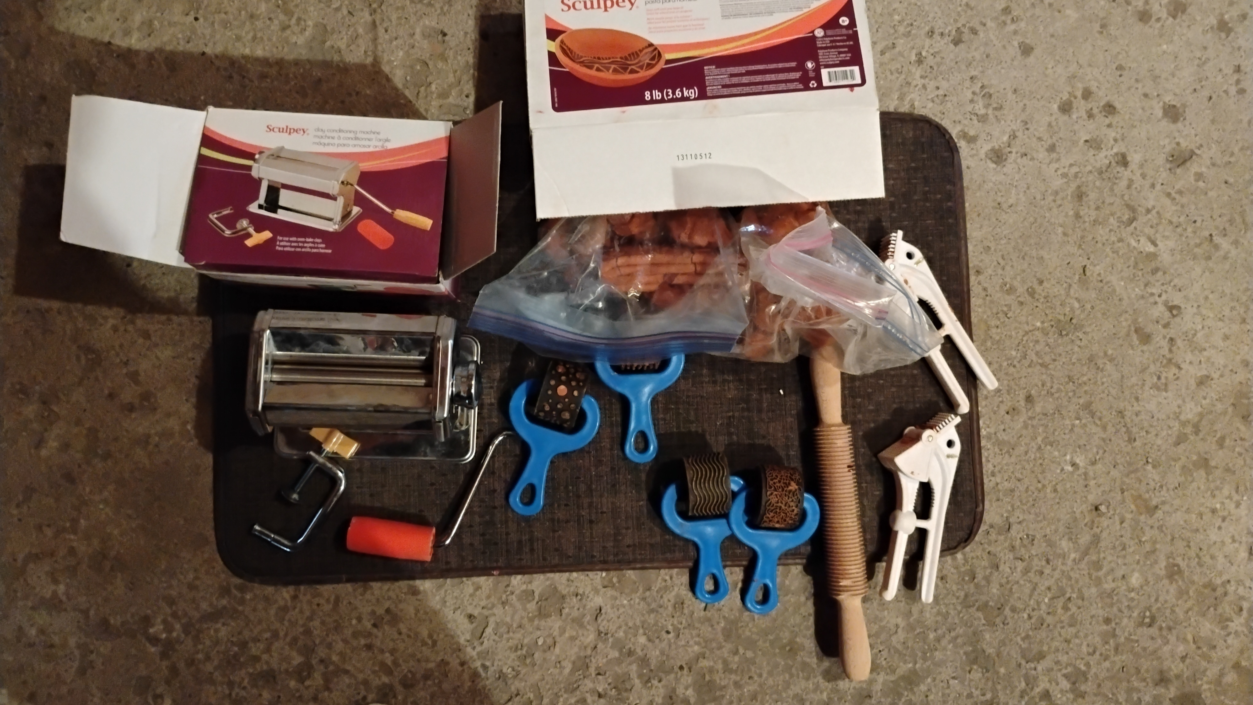 Sculpey Clay Conditioning Machine, Clay, and Tools
