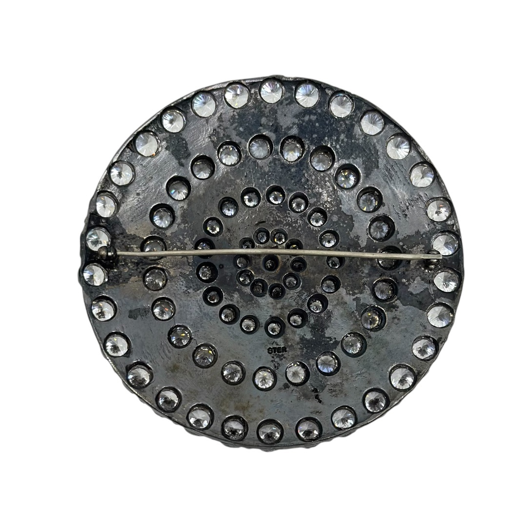 Vintage oversize sterling silver cubic zirconia brooch - GM1202 - photo 4