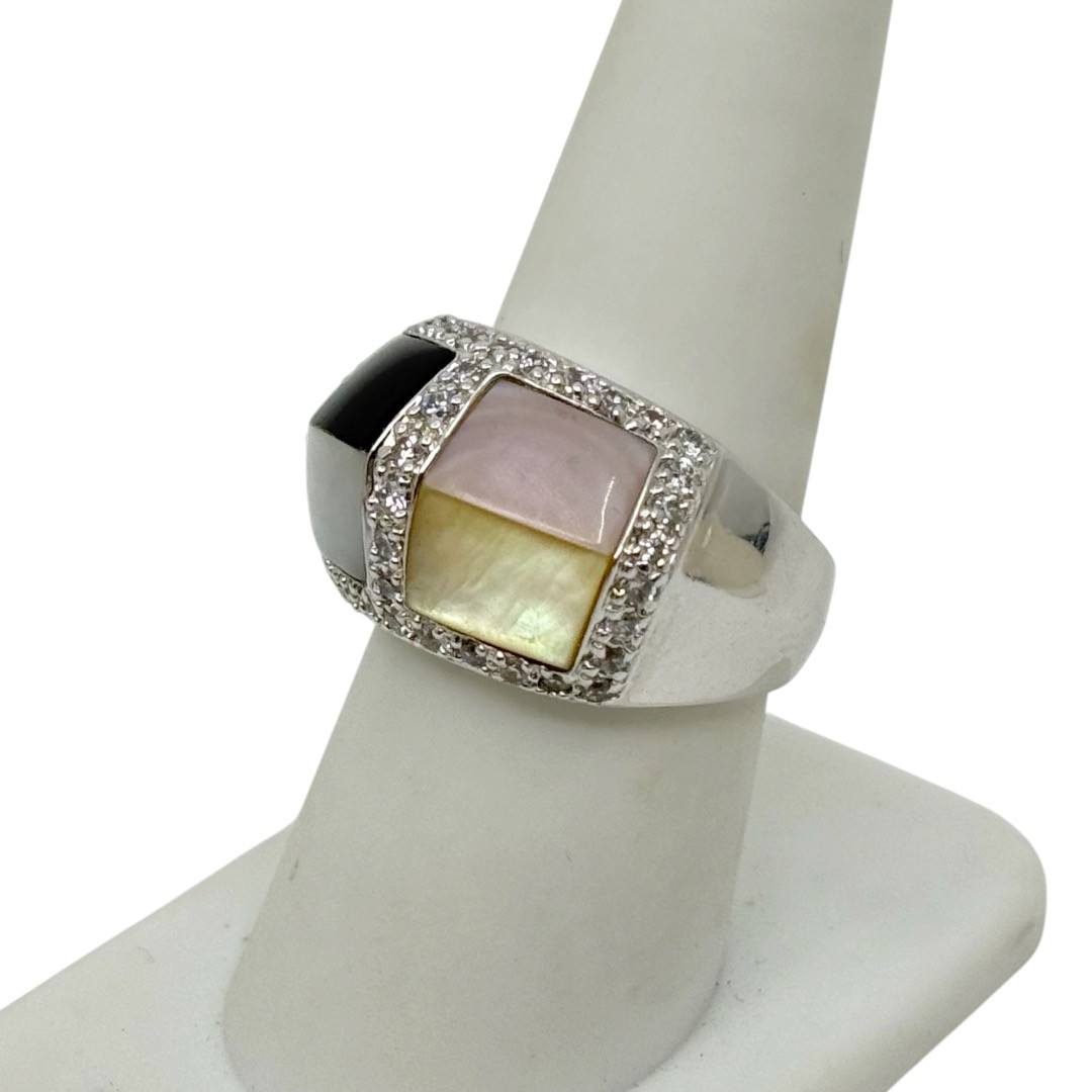 MIU sterling silver mother of pearl & cubic zirconia ring - photo 3