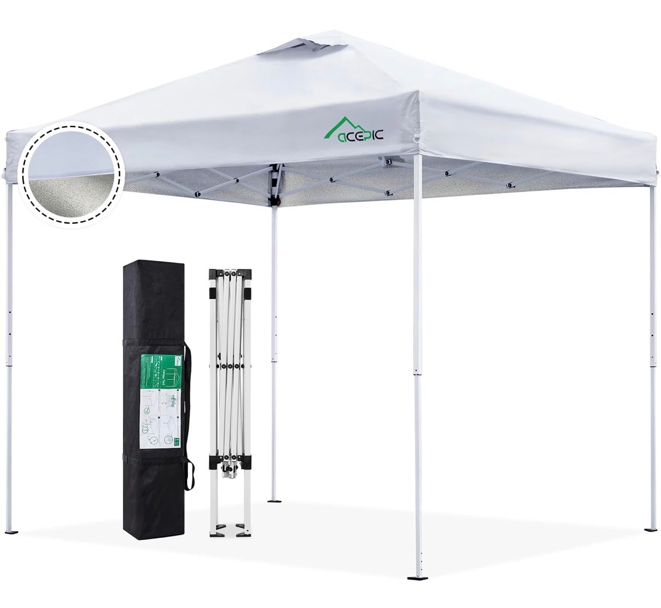 Pop Up Canopy 8x8ft Silver-Coating Portable Shelter UV Protect - photo 2