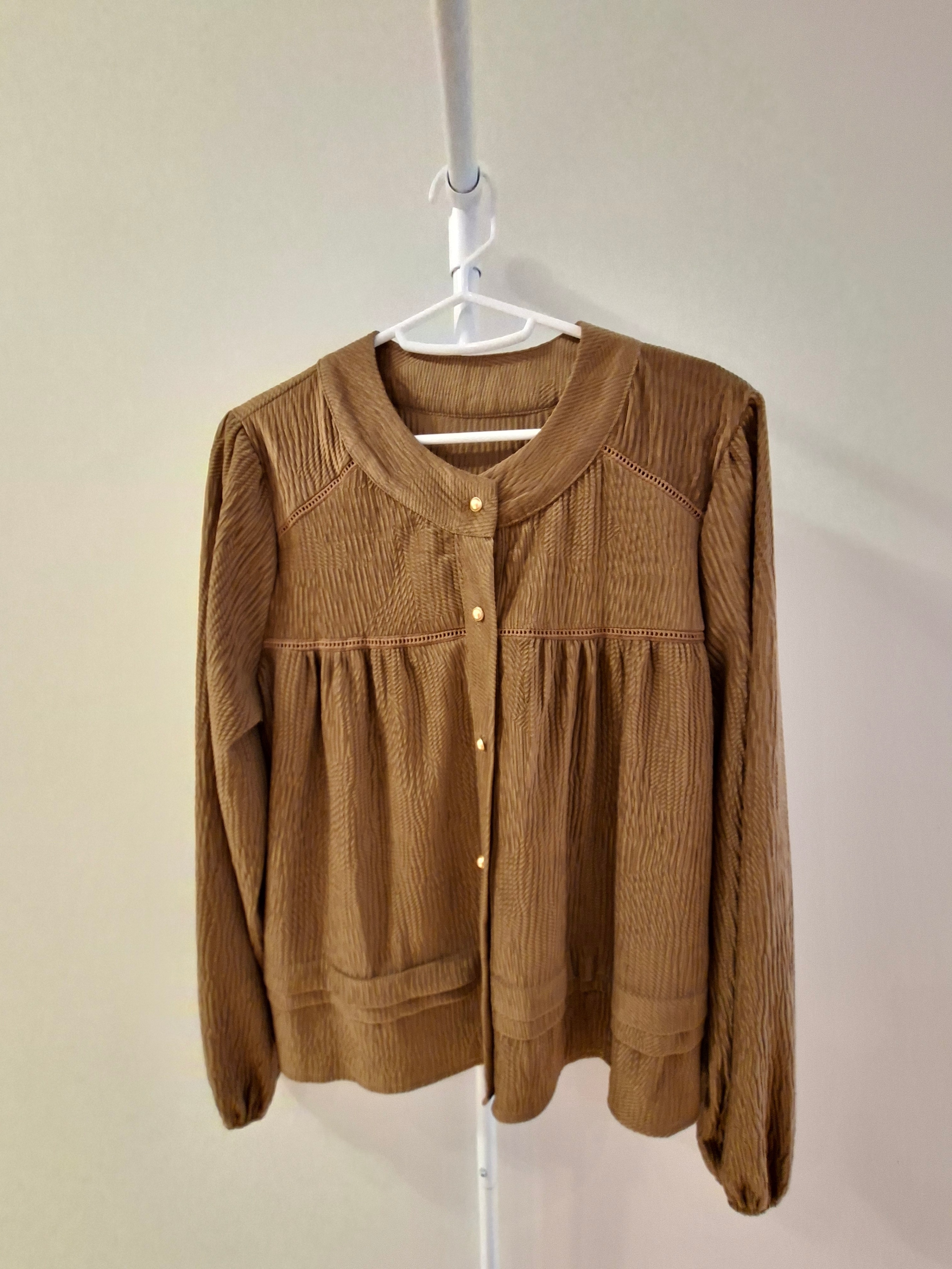 Brown Textured Button-Up Cardigan