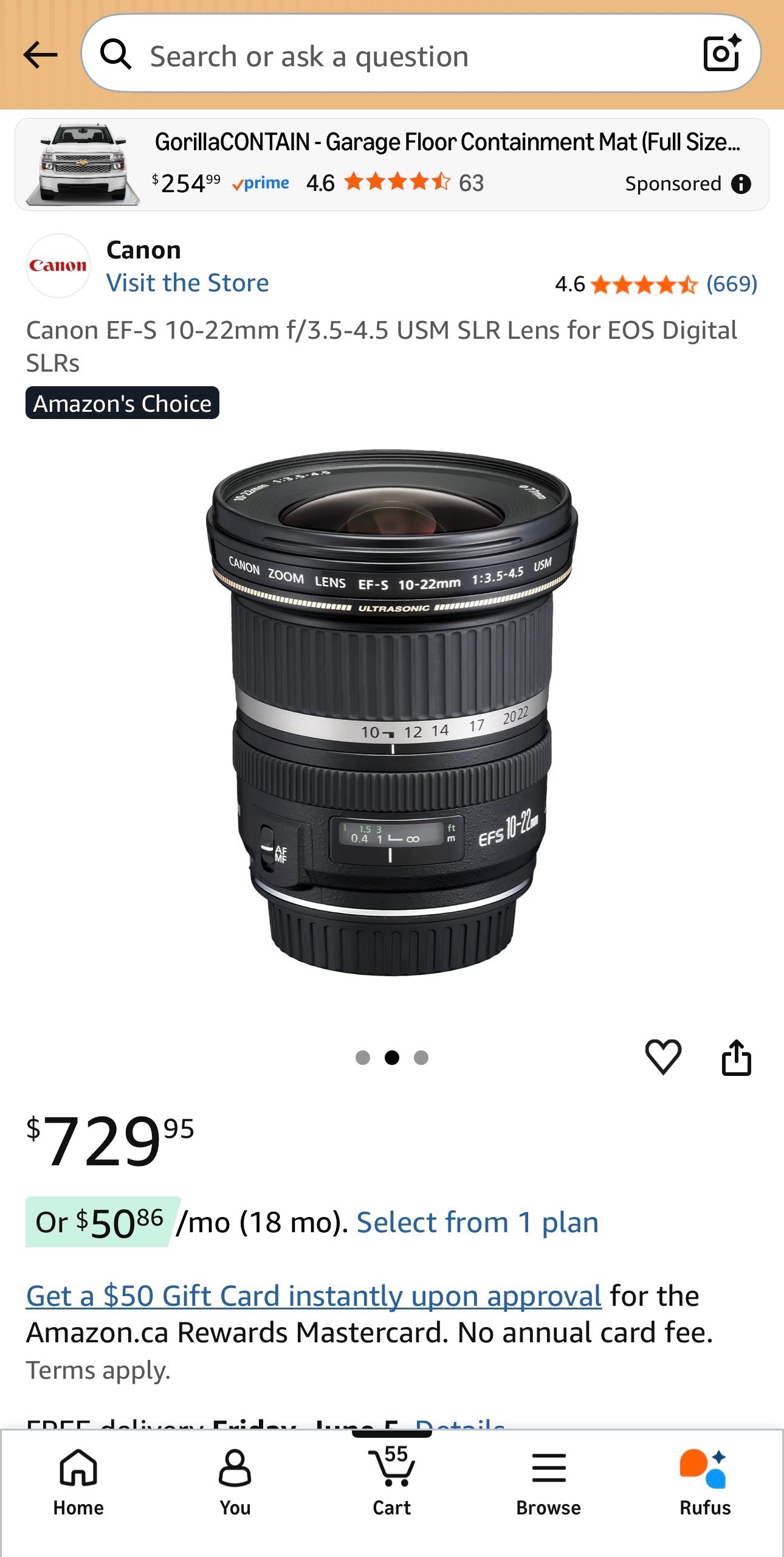 Canon EF-S 10-22mm f/3.5-4.5 USM SLR Lens for EOS Digital SLRs