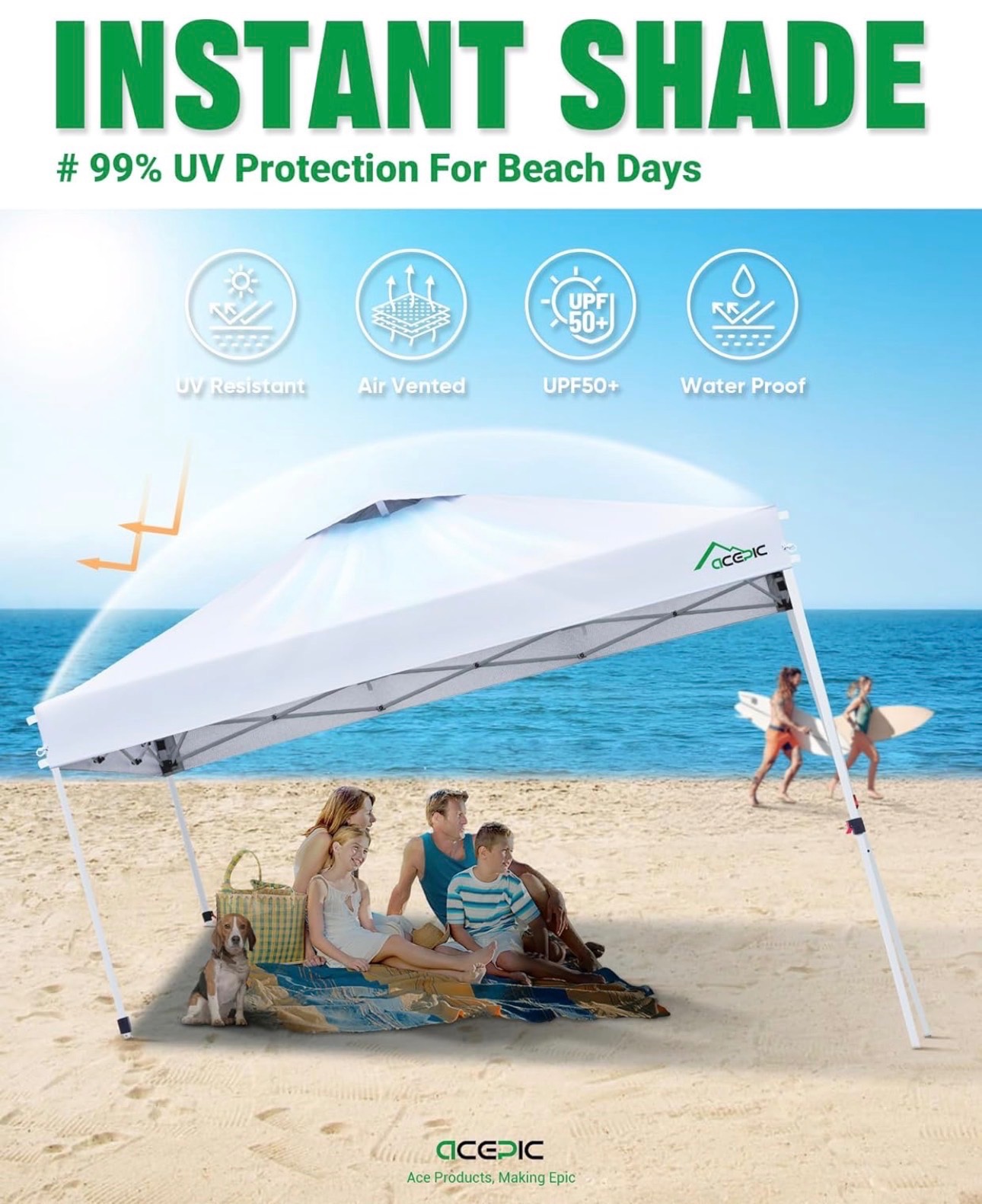 Pop Up Canopy 8x8ft Silver-Coating Portable Shelter UV Protect - photo 5