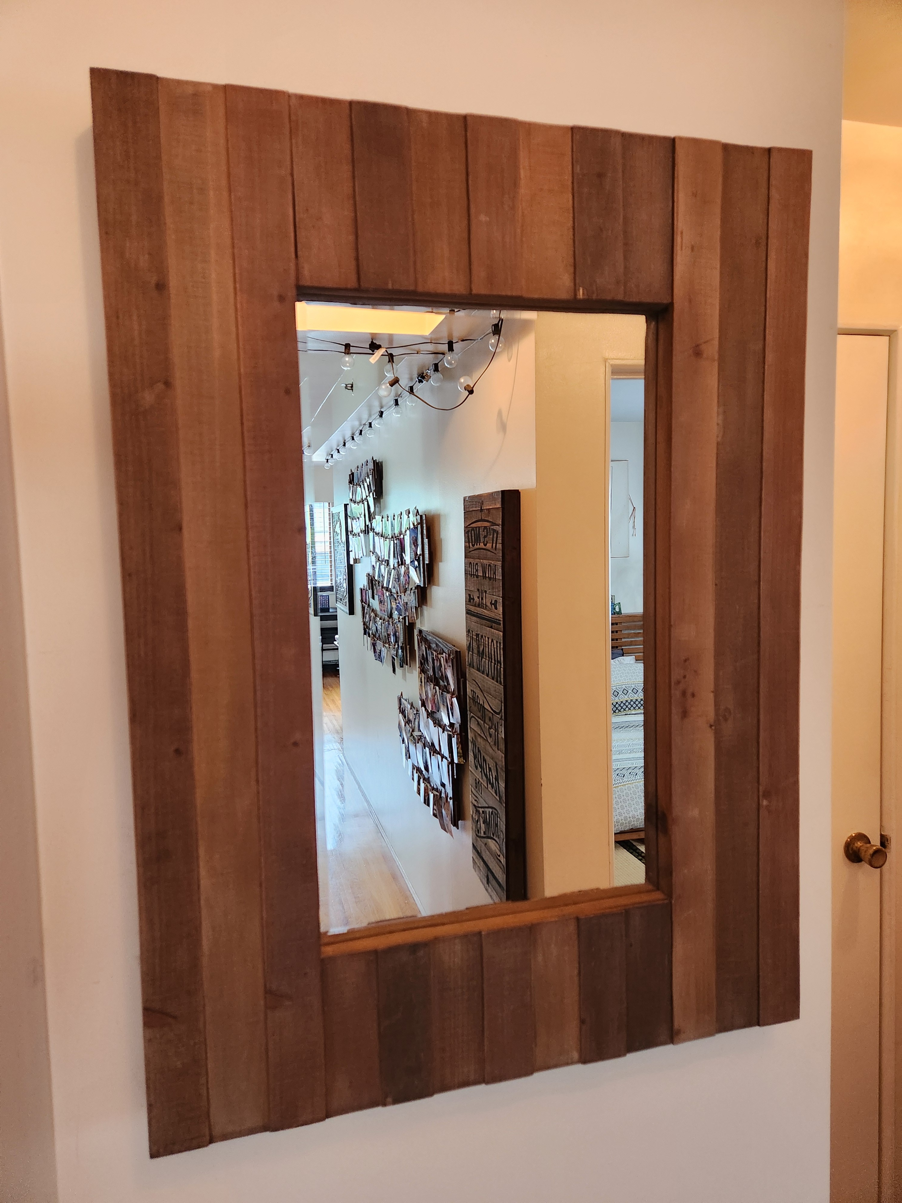 Large Solid Wood Framed Wall Mirror (91 x 71 cm)